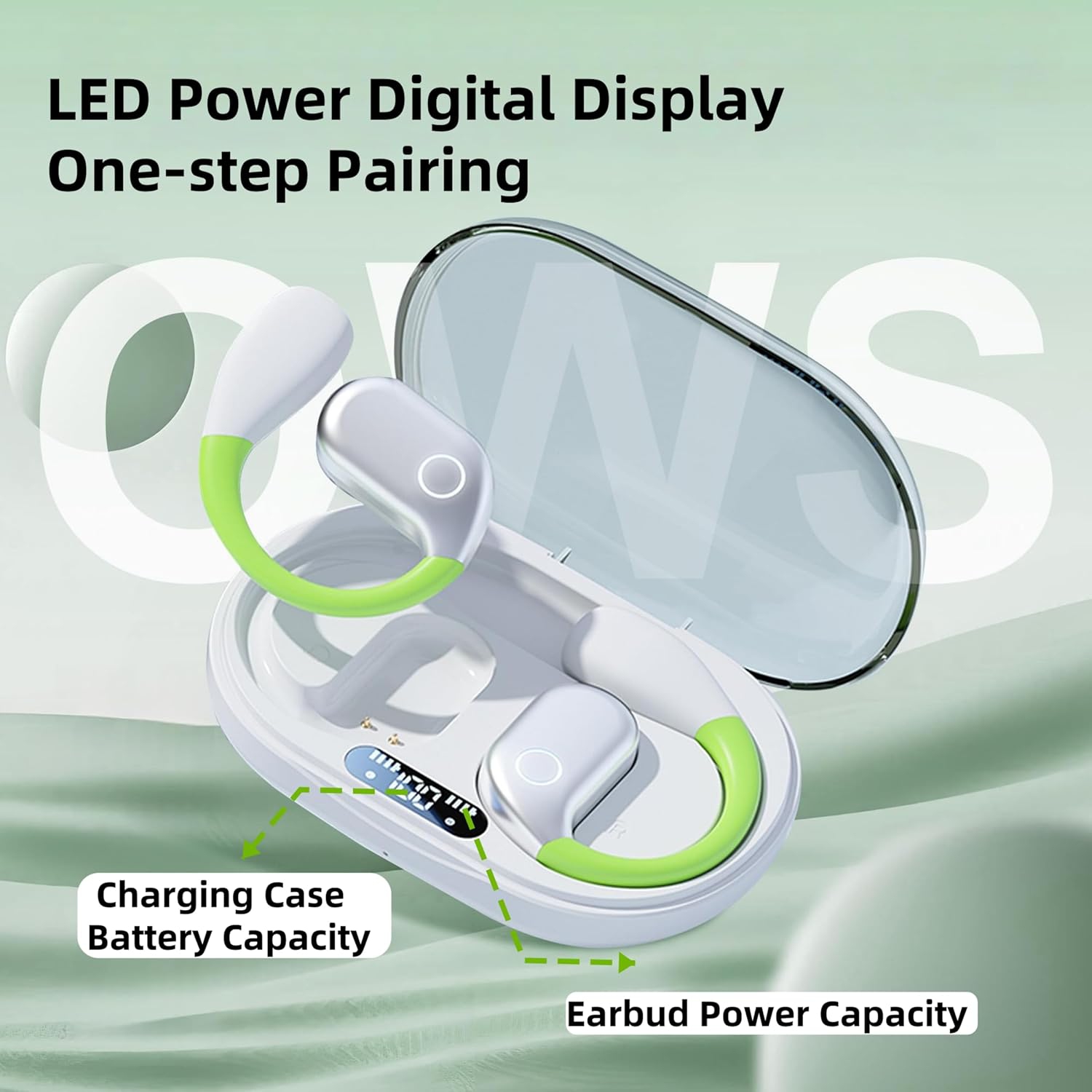 Open Ear Earbuds for Workout Running,Wireless Bluetooth Earphones,Over-Ear Sports Headphone,Wireless Headsets with Earhooks Noise Cancelling Mic