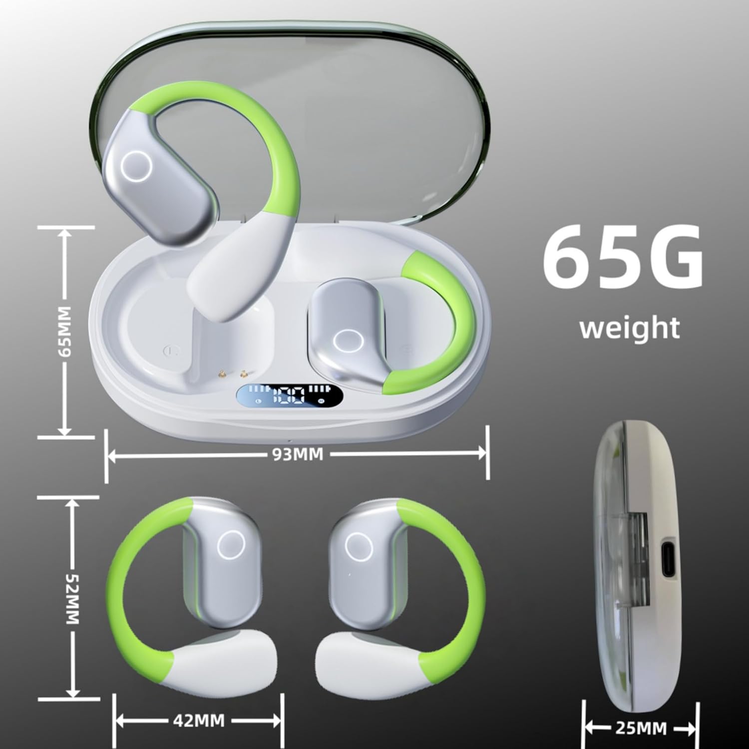 Open Ear Earbuds for Workout Running,Wireless Bluetooth Earphones,Over-Ear Sports Headphone,Wireless Headsets with Earhooks Noise Cancelling Mic