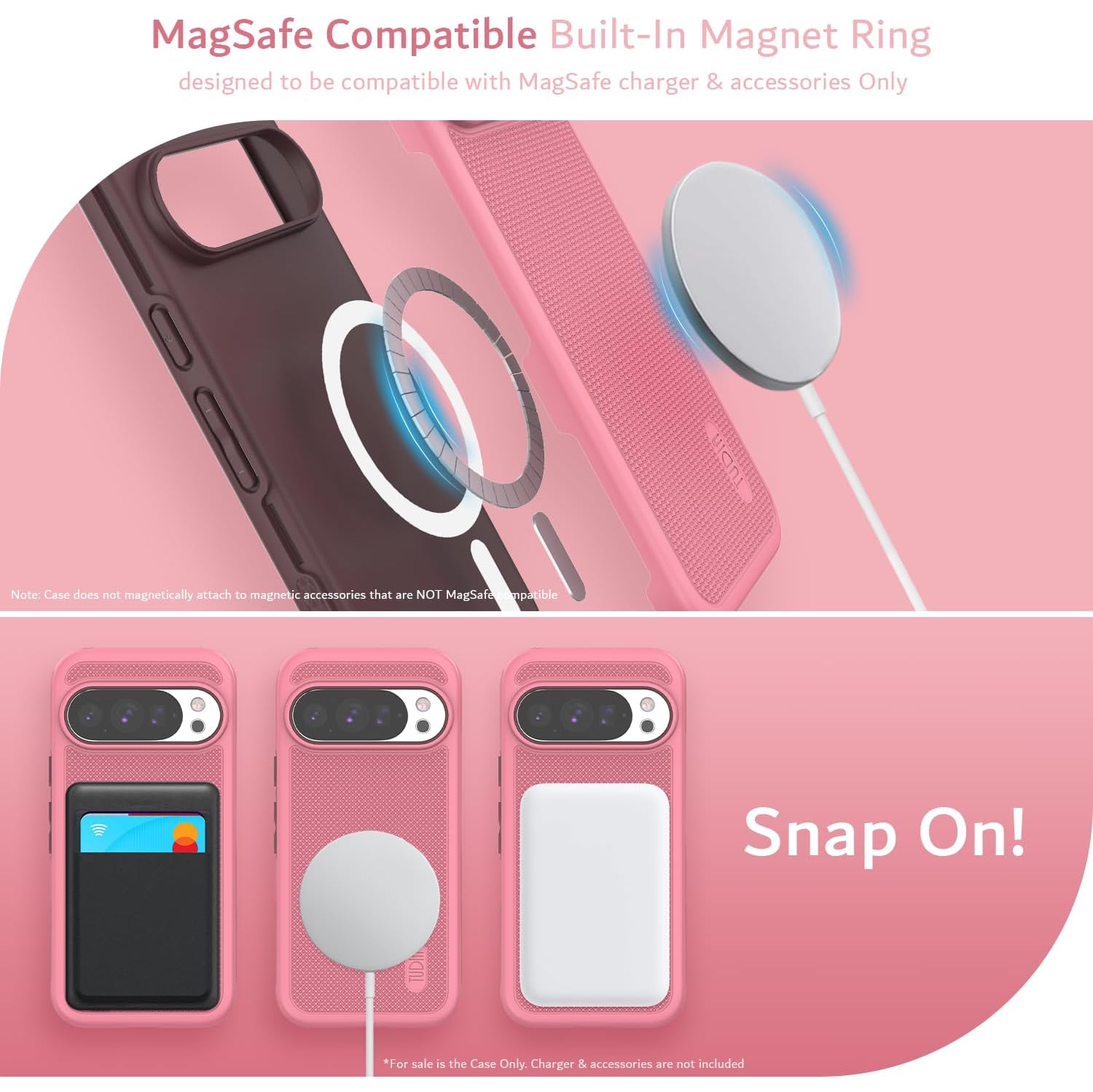 TUDIA MergeGrip Google Pixel 10 Case and Pixel 10 Pro Case 2025 MagSafe Compatible - Smokey Pink