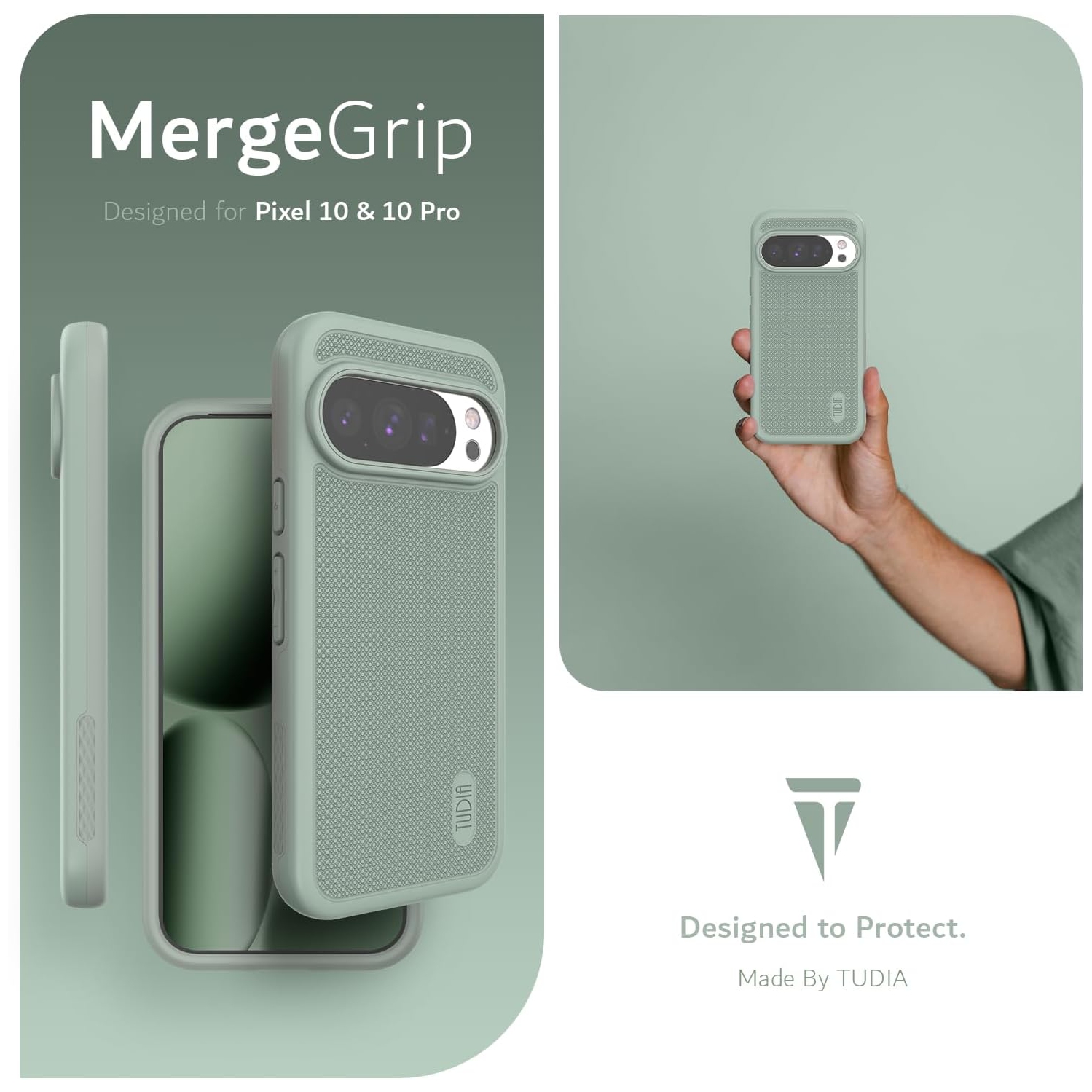 TUDIA MergeGrip Google Pixel 10 Case and Pixel 10 Pro Case 2025 MagSafe Compatible - Green Lily