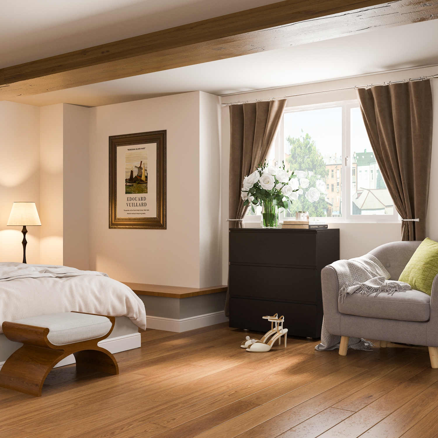 FUFU&GAGA Black 3-Drawer Standard Chest, Handle-Free Bedside Cabinet with Spacious Storage,Black