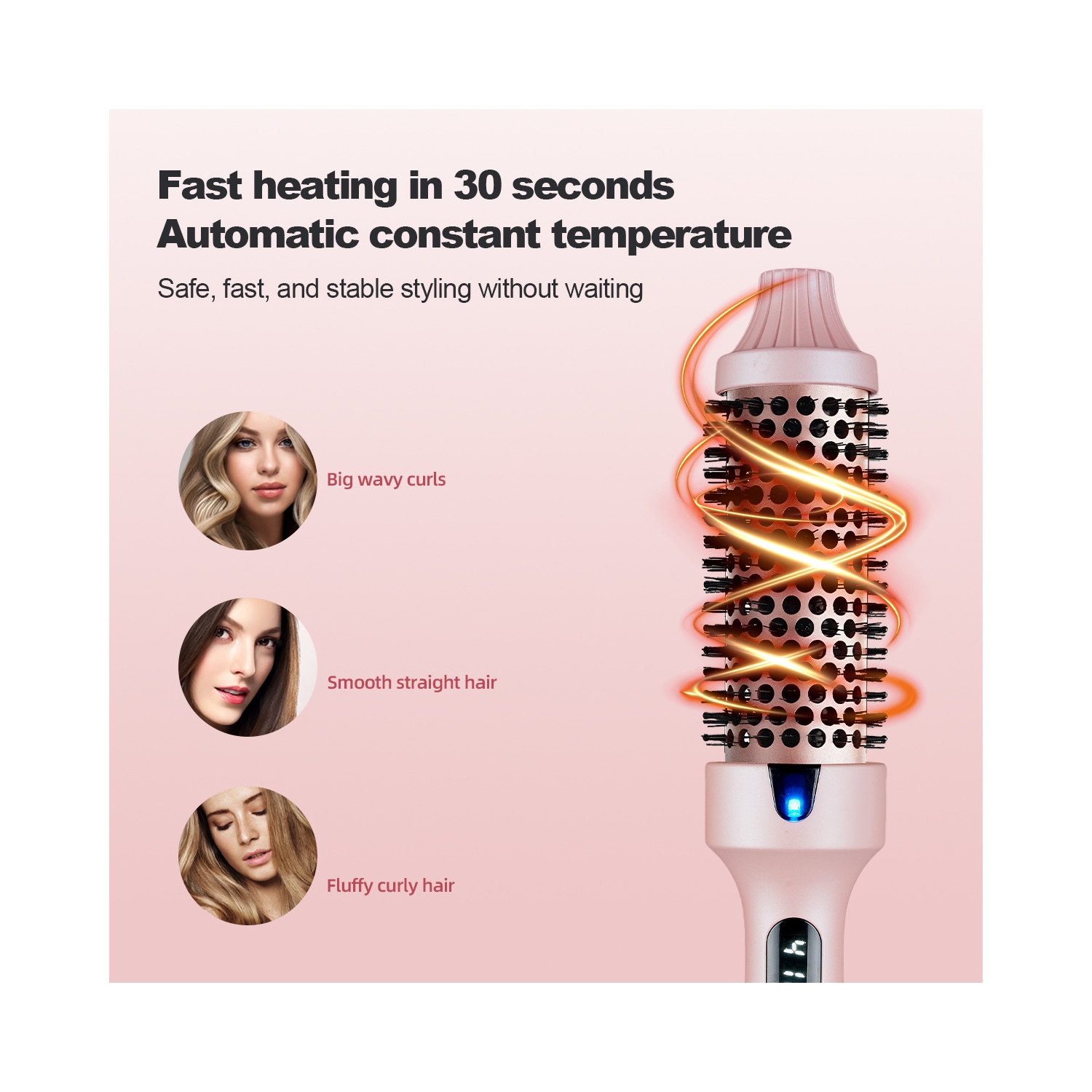 Brosse à friser thermique, brosse thermique ronde chauffante de 1,5&nbsp;po pour look-séchoir, fer à friser et volumisant et fer plat pour cheveux