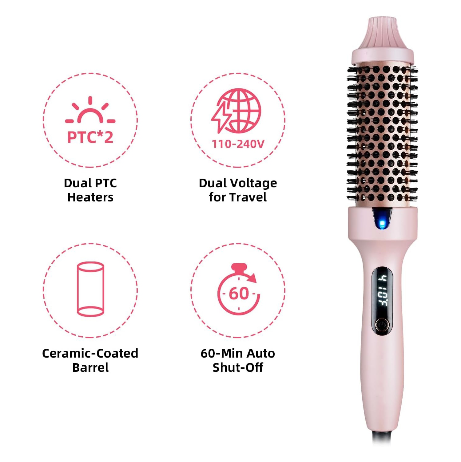 Brosse à friser thermique, brosse thermique ronde chauffante de 1,5&nbsp;po pour look-séchoir, fer à friser et volumisant et fer plat pour cheveux