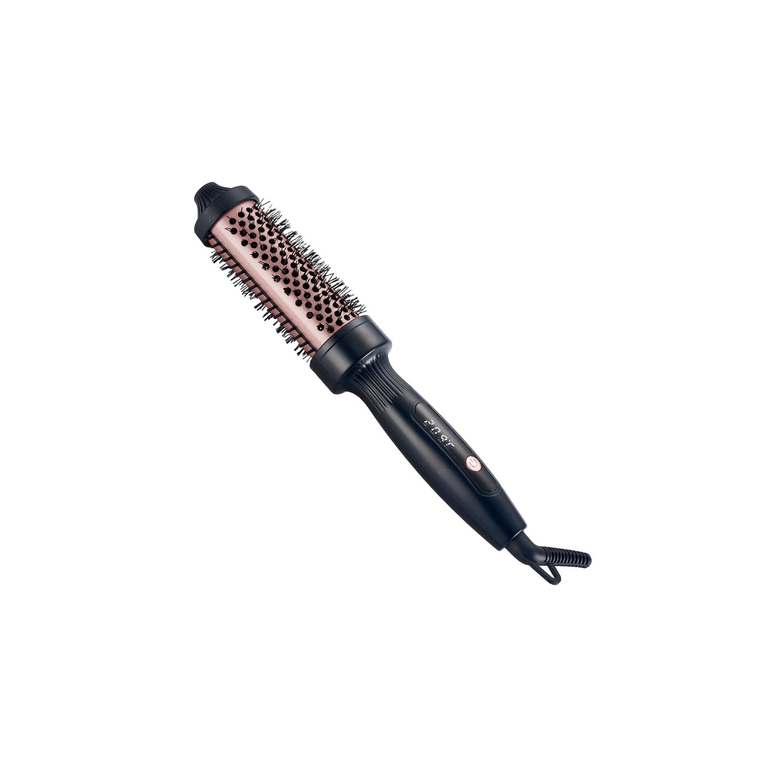 Brosse thermique pour look-séchoir, brosse à friser ronde chauffée, outils de coiffure pour lisser le volume, fer à friser à double tension pour les