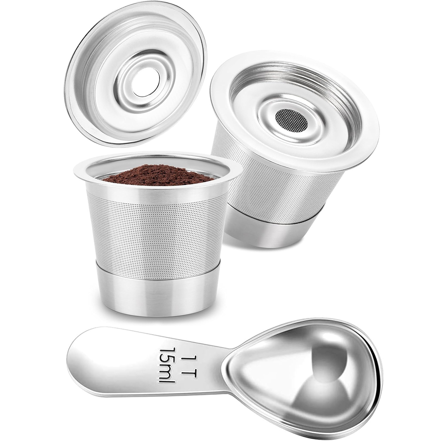 Dosettes de café K-Cup réutilisables en acier inoxydable, compatibles avec les cafetières CFP101 et PH051/PB041 de Ninja rechargeables K-Cup