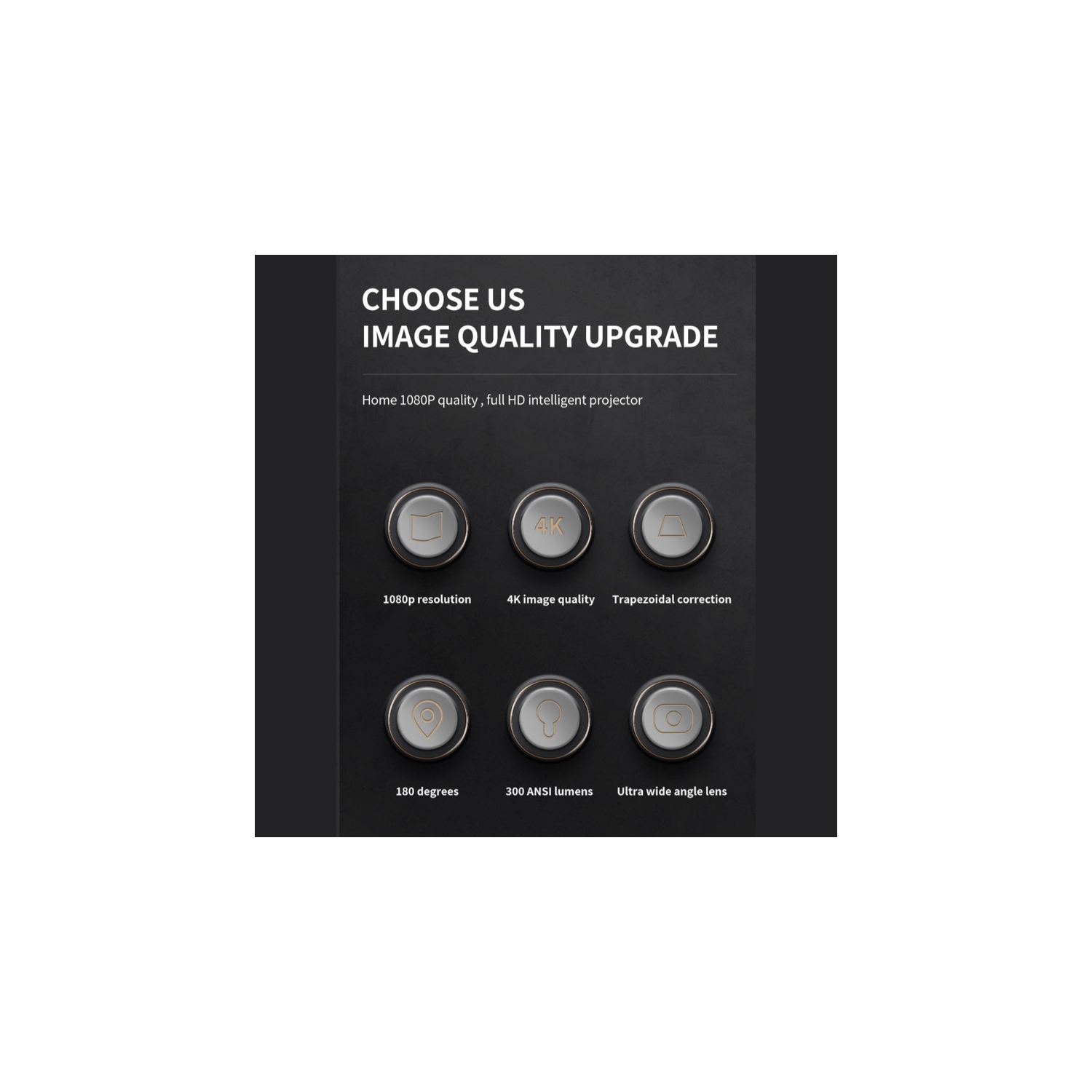 Mini projecteur portatif 720P, projecteur de camping extérieur pour chambre à domicile, accent électrique, prise en charge de la vidéo 4K - blanc