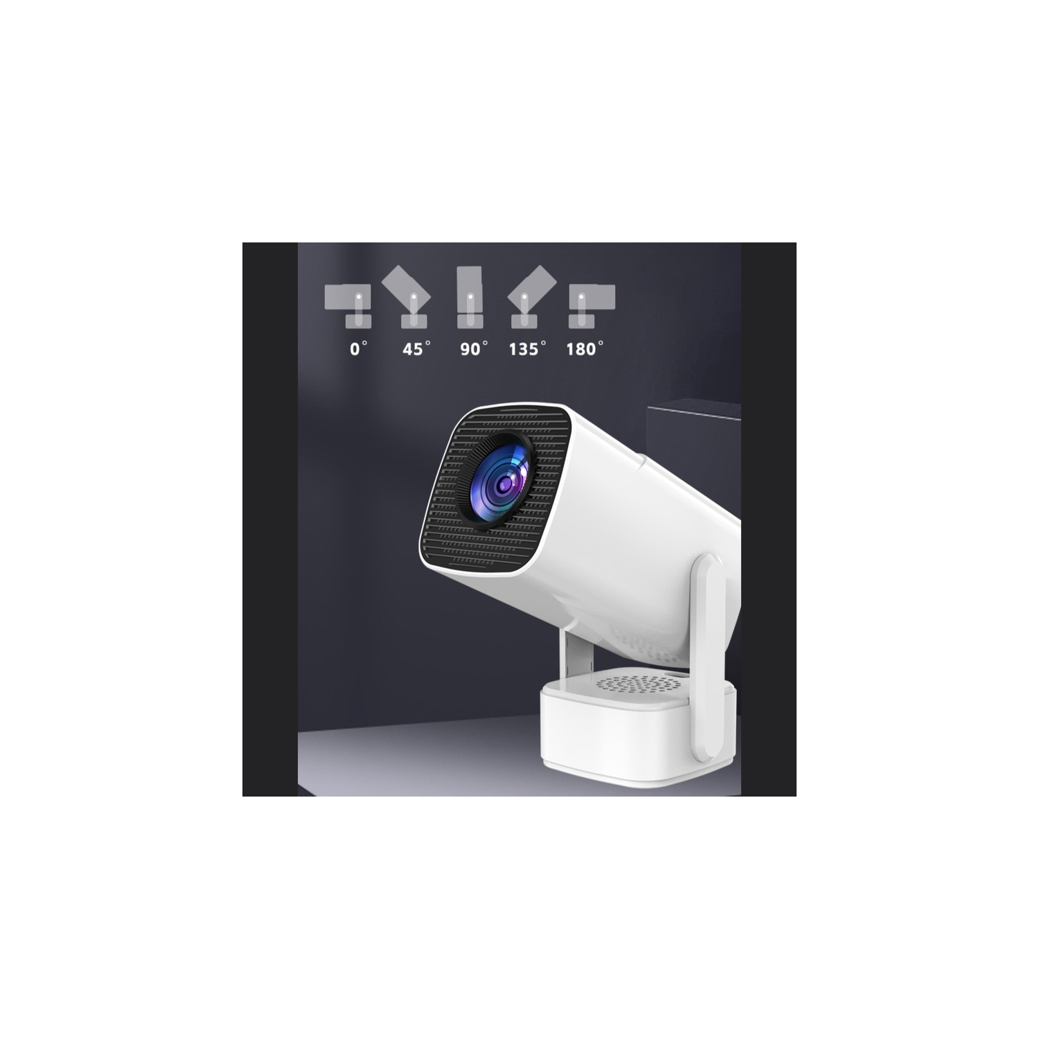 Mini projecteur portatif 720P, projecteur de camping extérieur pour chambre à domicile, accent électrique, prise en charge de la vidéo 4K - blanc