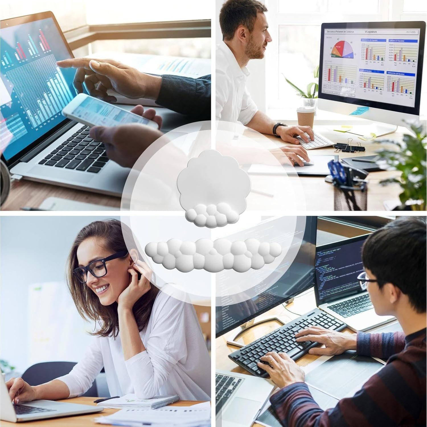 Mouse pad, ergonomic mouse pad, cloud-shaped non-slip foam mouse pad - Office supplies, computer mouse pad