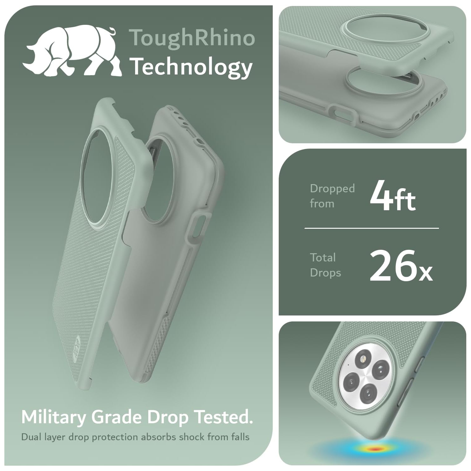 Étui MergeGrip de TUDIA pour étui 5G 2025 de OnePlus 13 de protection contre les chutes - Lys verts