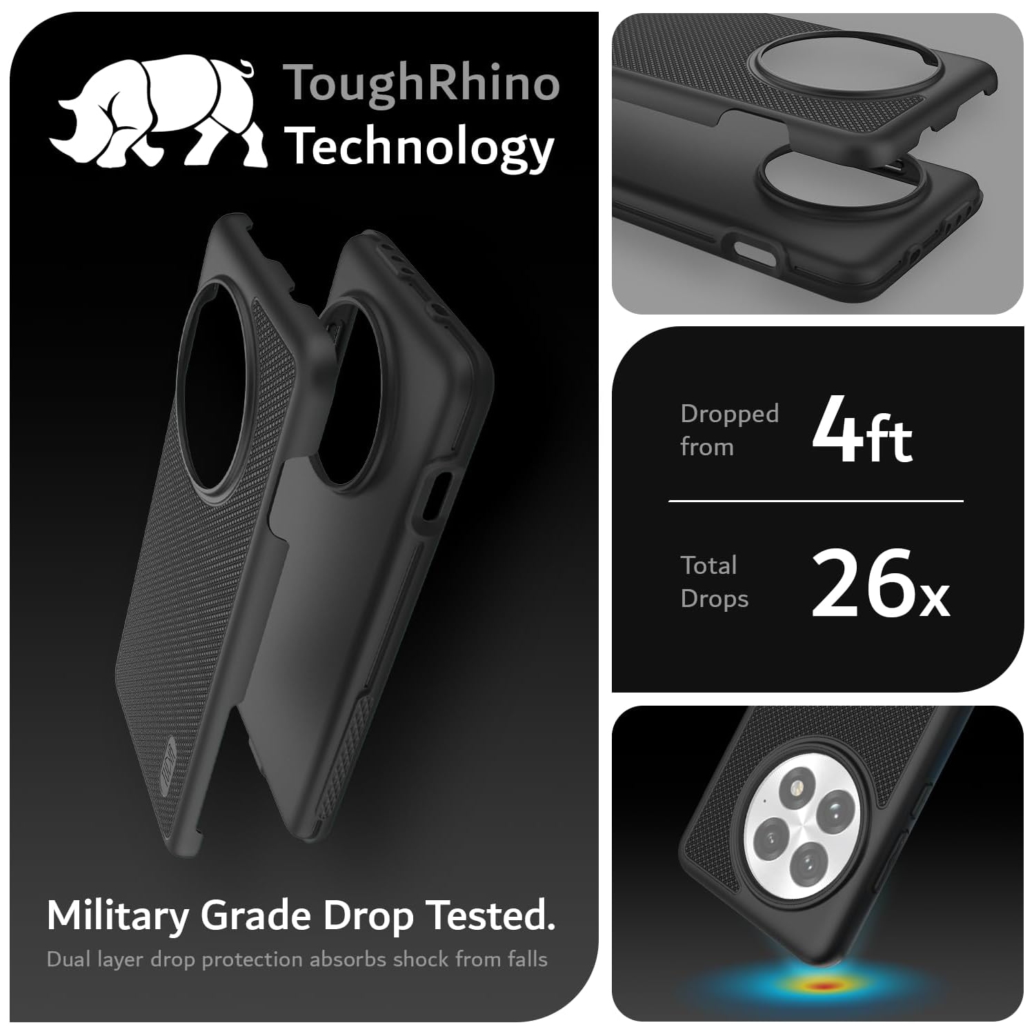 Étui MergeGrip de TUDIA pour étui 5G 2025 de OnePlus 13 de protection contre les chutes - Noir