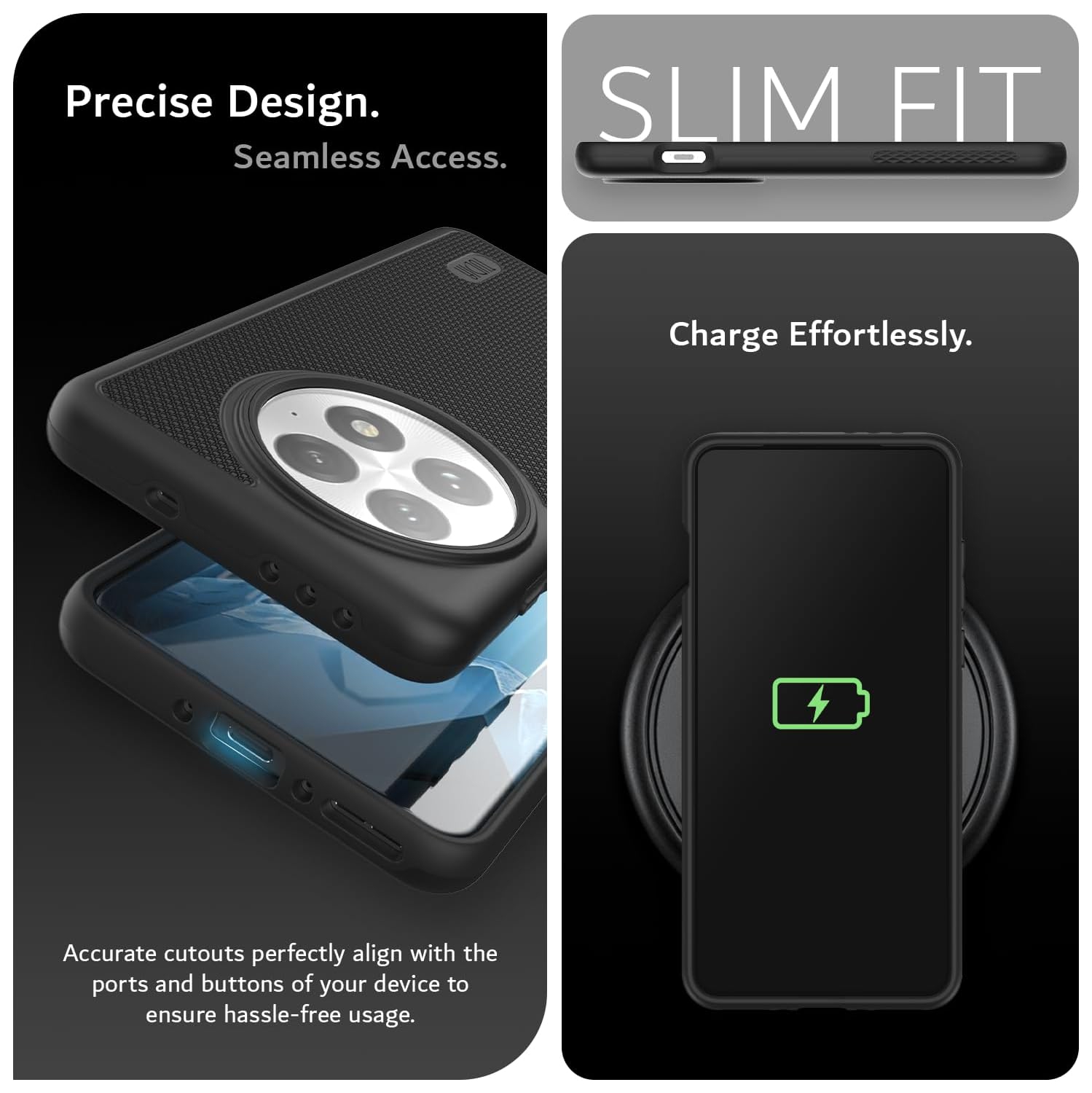 Étui MergeGrip de TUDIA pour étui 5G 2025 de OnePlus 13 de protection contre les chutes - Noir