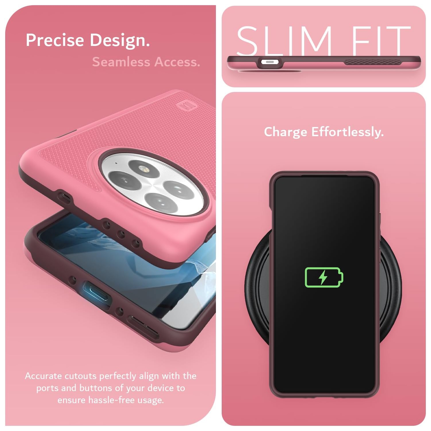 Étui MergeGrip de TUDIA pour étui 5G 2025 de OnePlus 13, protection contre les chutes - Rose fumé