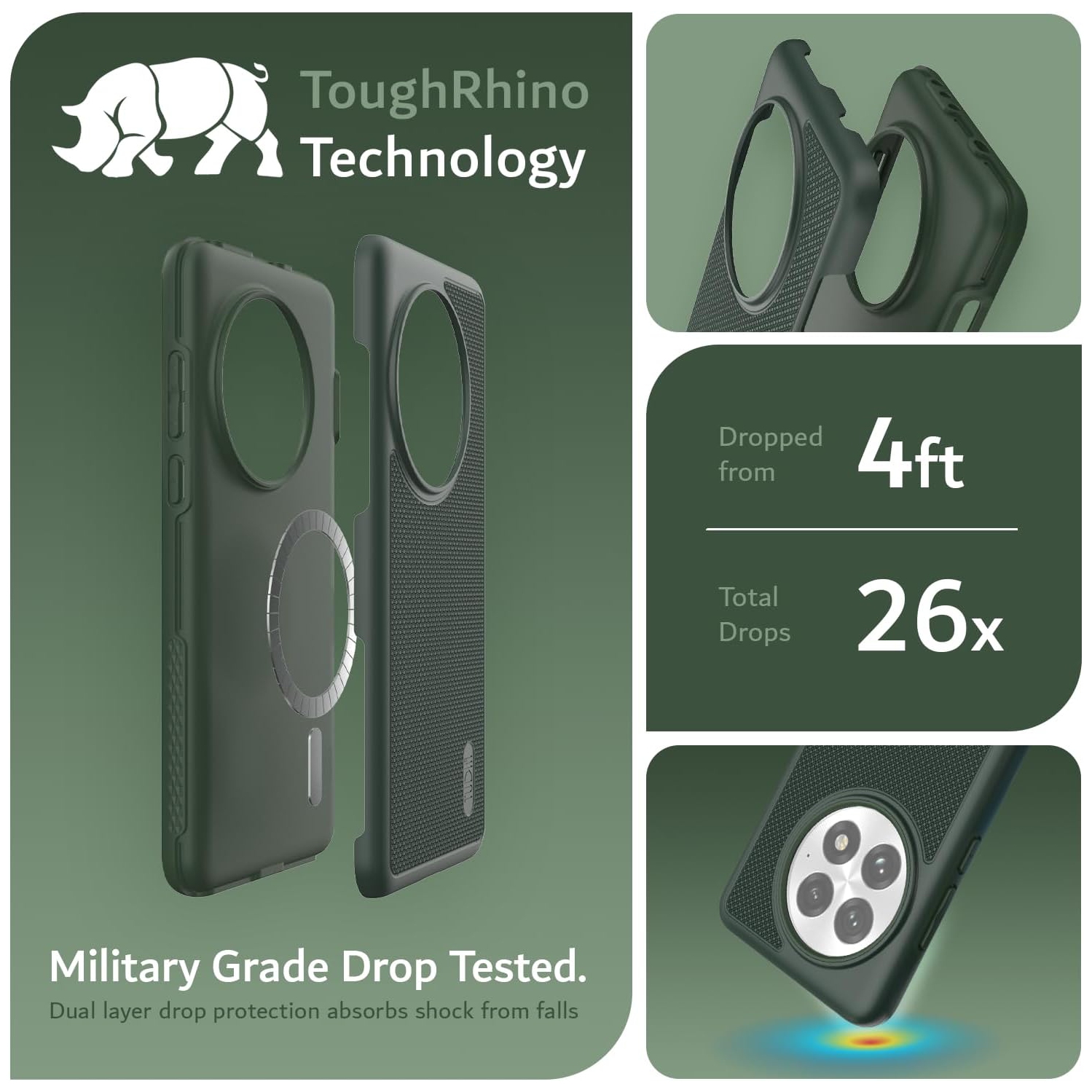 MergeGrip de TUDIA pour étui OnePlus 13 5G 2025 compatible avec MagSafe - Vert pin