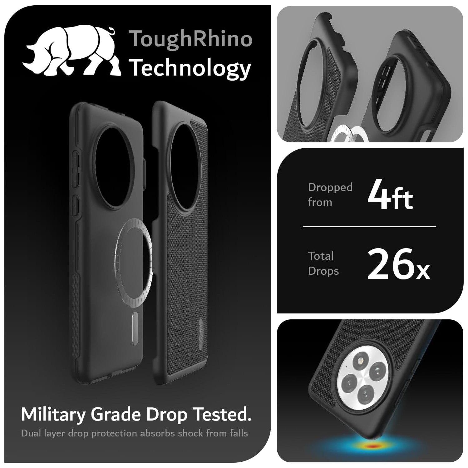 Étui MergeGrip de TUDIA pour OnePlus 13 5G 2025 compatible avec MagSafe - Noir