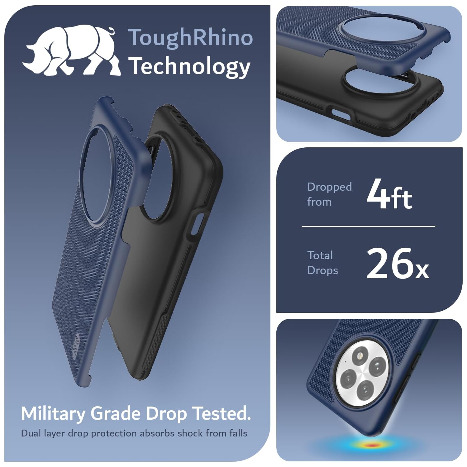 Étui MergeGrip de TUDIA pour protection contre les chutes OnePlus 13 5G 2025 - Bleu indigo