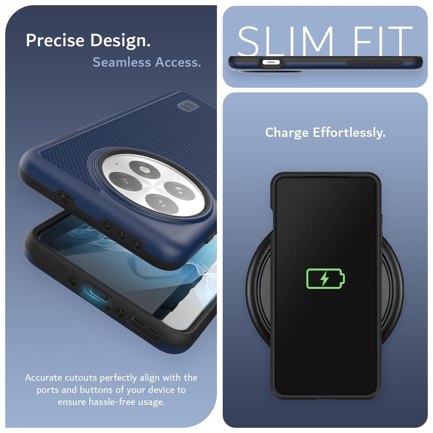 Étui MergeGrip de TUDIA pour protection contre les chutes OnePlus 13 5G 2025 - Bleu indigo