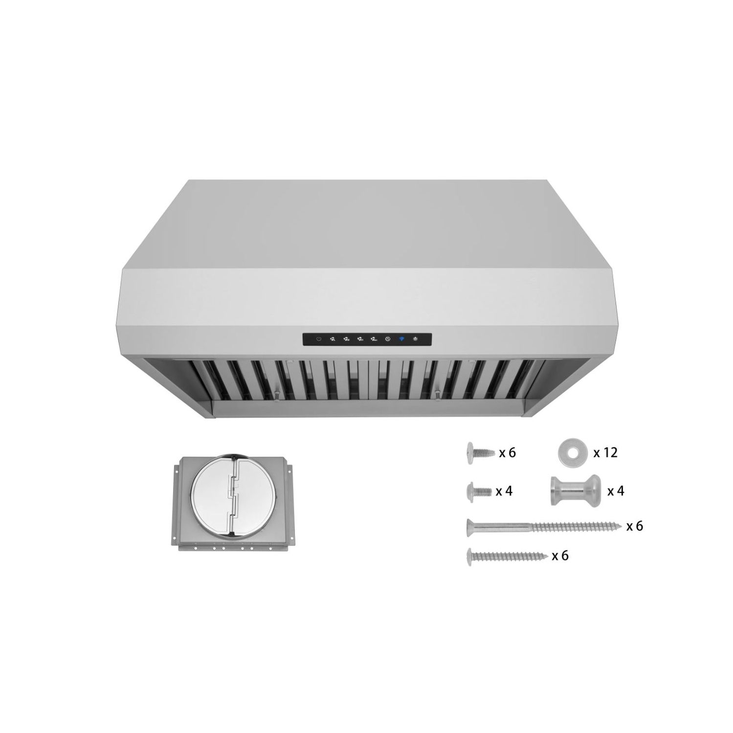 Hauslane | Série PRO PRO500 30 po| Hotte de dessous d'armoire ou murale polyvalente | Avec commande intelligente par application et LED en acier