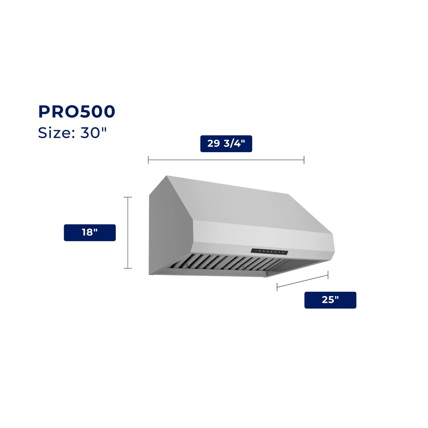 Hauslane | Série PRO PRO500 30 po| Hotte de dessous d'armoire ou murale polyvalente | Avec commande intelligente par application et LED en acier