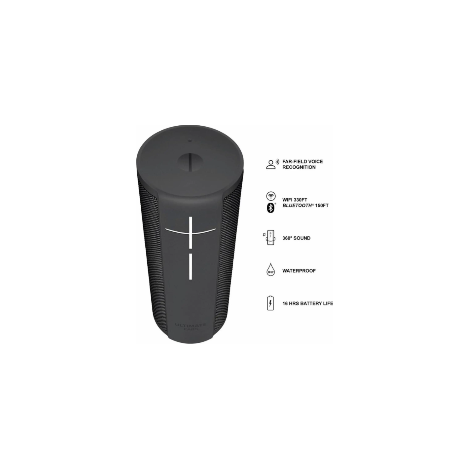 Remis à neuf - Haut-parleur portatif Wi-Fi/Bluetooth MEGABLAST d'Ultimate Ears avec commande vocale mains libres Alexa d'Amazon (étanche) - Noir