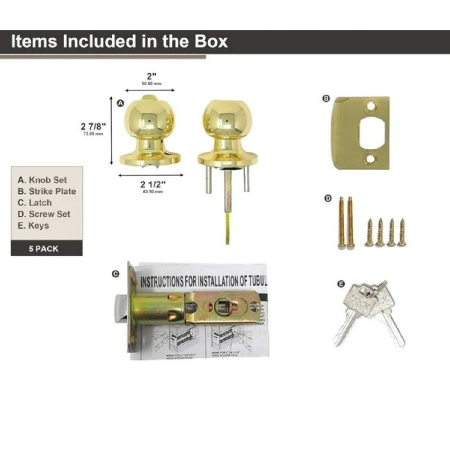 Verrou d'entrée SD avec clé - Doré