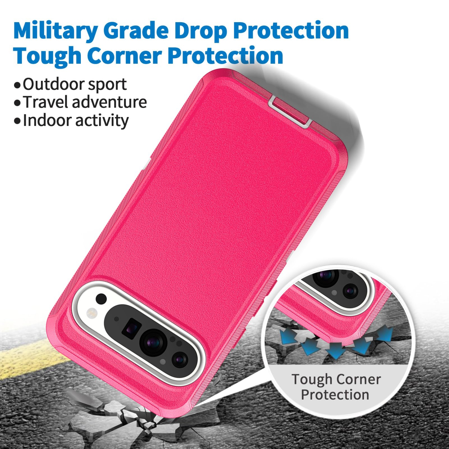 Case for Google Pixel 10/10 Pro 5G, Heavy Duty Shockproof Dustproof 3 in 1 Rugged Protective Bumper Phone Cover for Pixel 10/10 Pro 5G