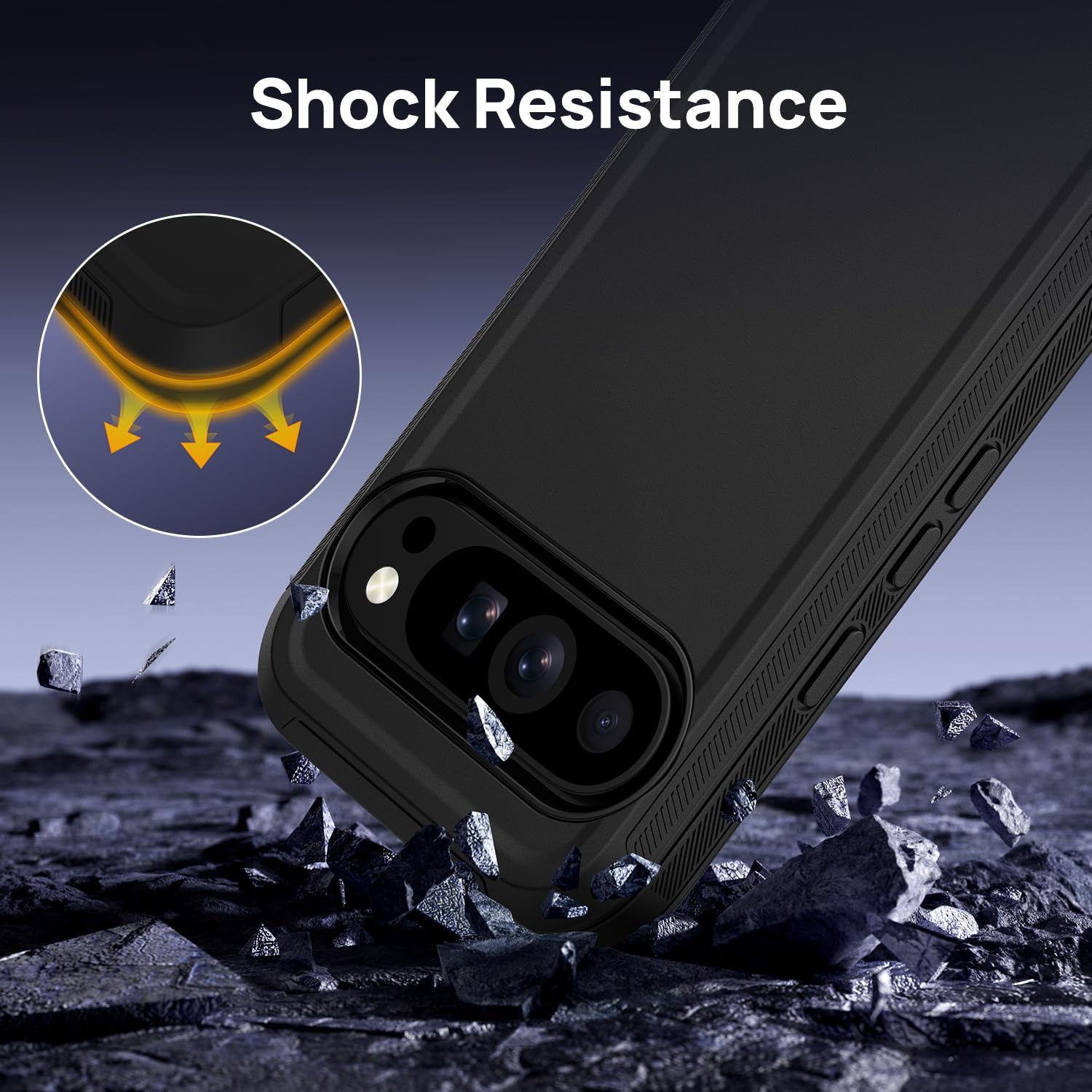 Pour Google Pixel 9/10/9 Pro/10 Pro, étui robuste antichoc, hermétique à la poussière, couverture rigide robuste à 3 couches, noir