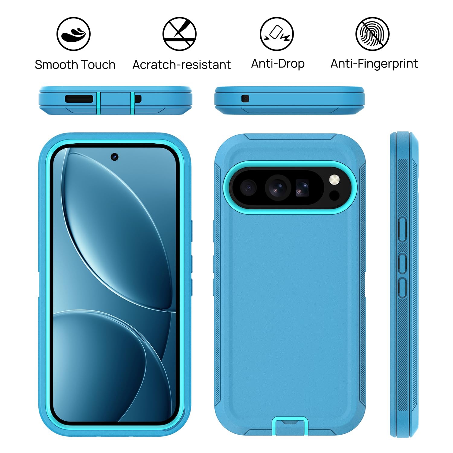 Pour Google Pixel 9/10/9 Pro/10 Pro, étui de téléphone antichoc, robuste et résistant aux chutes, 3 couches, robuste, rigide, hermétique à la