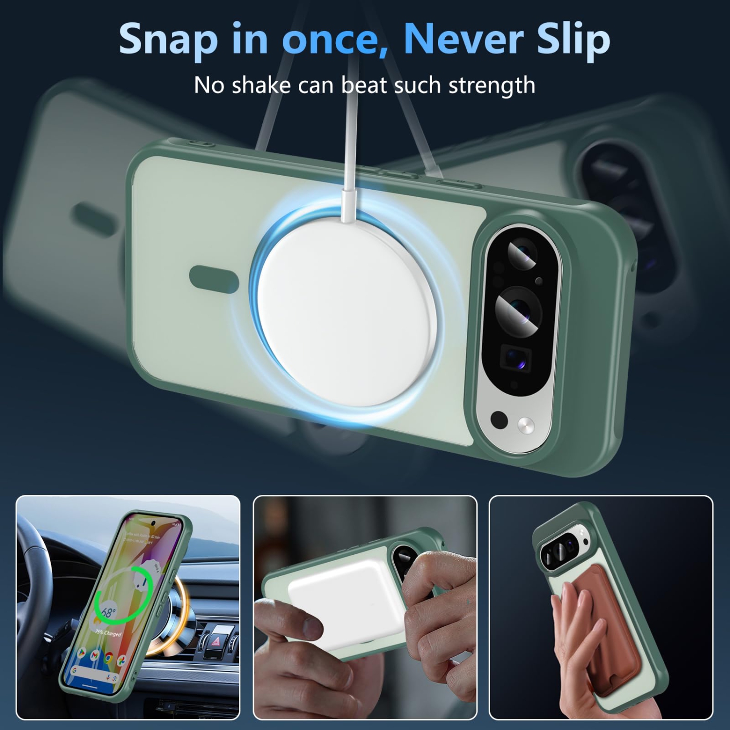 Magnetic for Google Pixel 10/10 Pro Case with Screen Protector, Compatible with MagSafe, Shockproof Translucent Matte Back Slim Bumer Phone Cover for