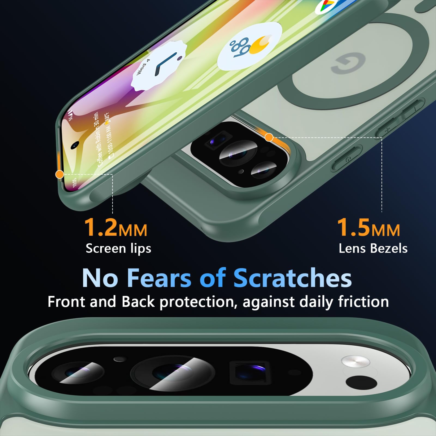 Magnetic for Google Pixel 10/10 Pro Case with Screen Protector, Compatible with MagSafe, Shockproof Translucent Matte Back Slim Bumer Phone Cover for