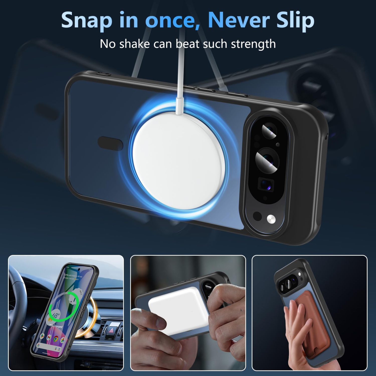 Magnetic for Google Pixel 10/10 Pro Case with Screen Protector, Compatible with MagSafe, Shockproof Translucent Matte Back Slim Bumer Phone Cover for