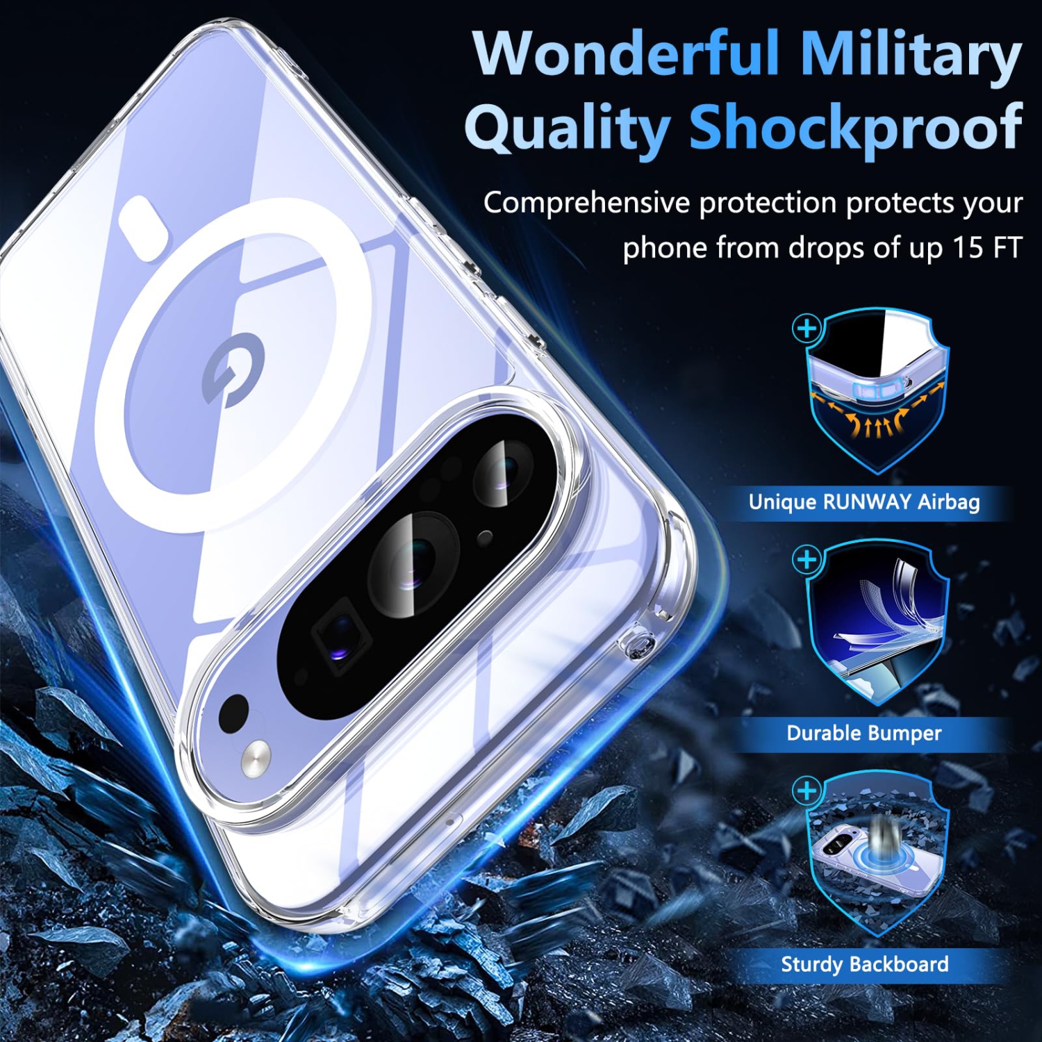 Magnetic for Google Pixel 10/10 Pro Case with Screen Protector, Compatible with MagSafe, Shockproof Translucent Matte Back Slim Bumer Phone Cover for