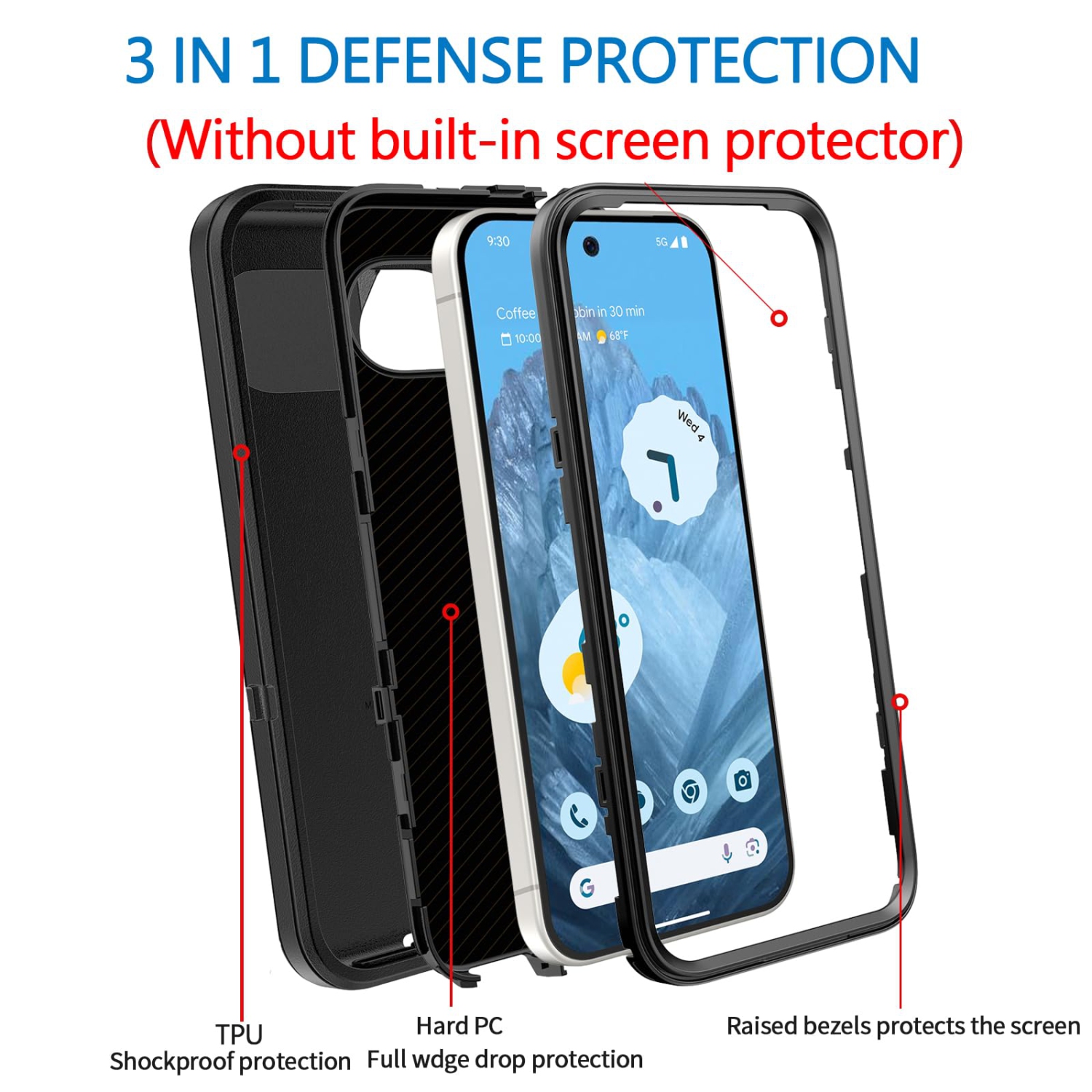 Case for Google Pixel 10 Pro XL 5G, Heavy Duty Shockproof Dustproof 3 in 1 Rugged Protective Bumper Phone Cover for Pixel 10 Pro XL 5G