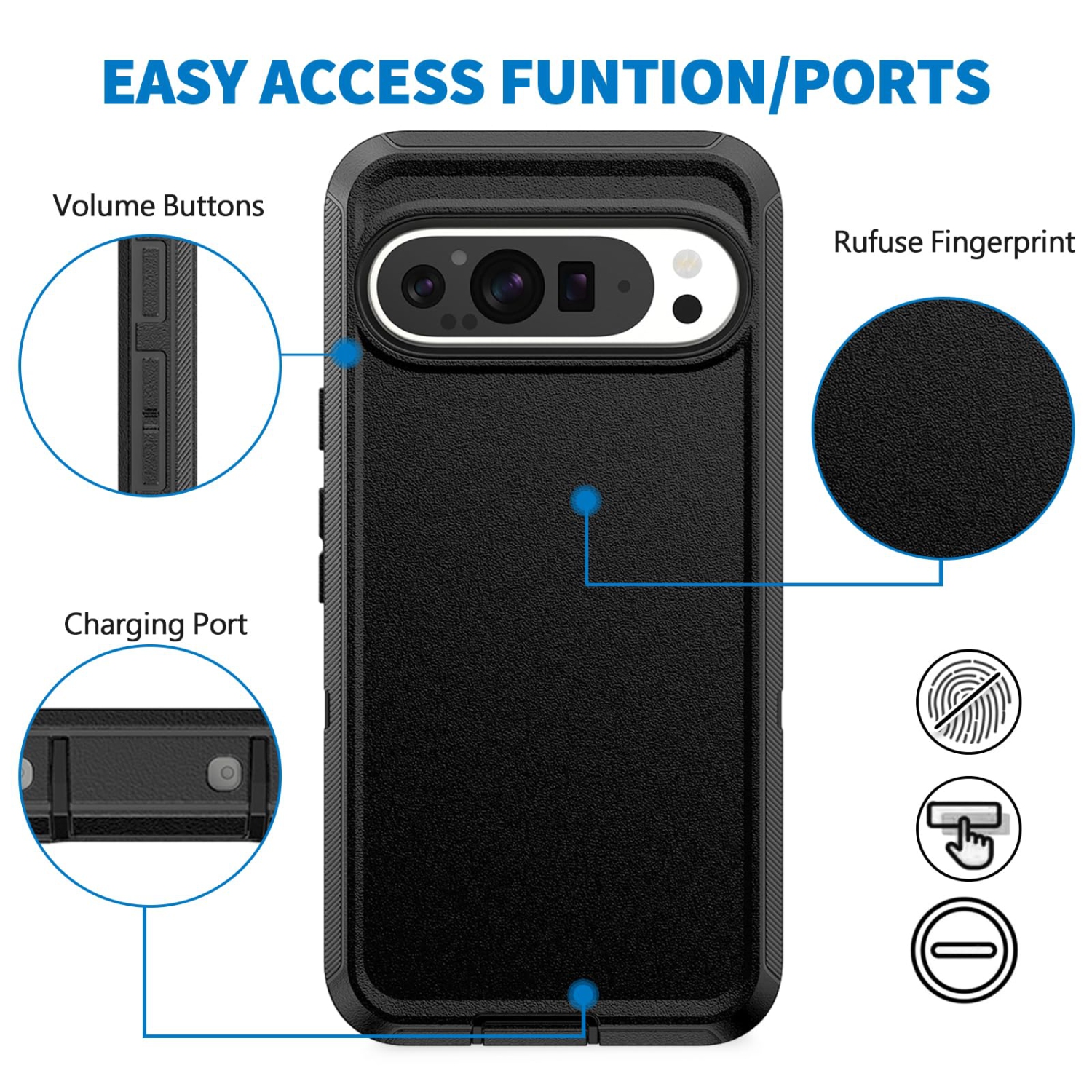 Case for Google Pixel 10 Pro XL 5G, Heavy Duty Shockproof Dustproof 3 in 1 Rugged Protective Bumper Phone Cover for Pixel 10 Pro XL 5G