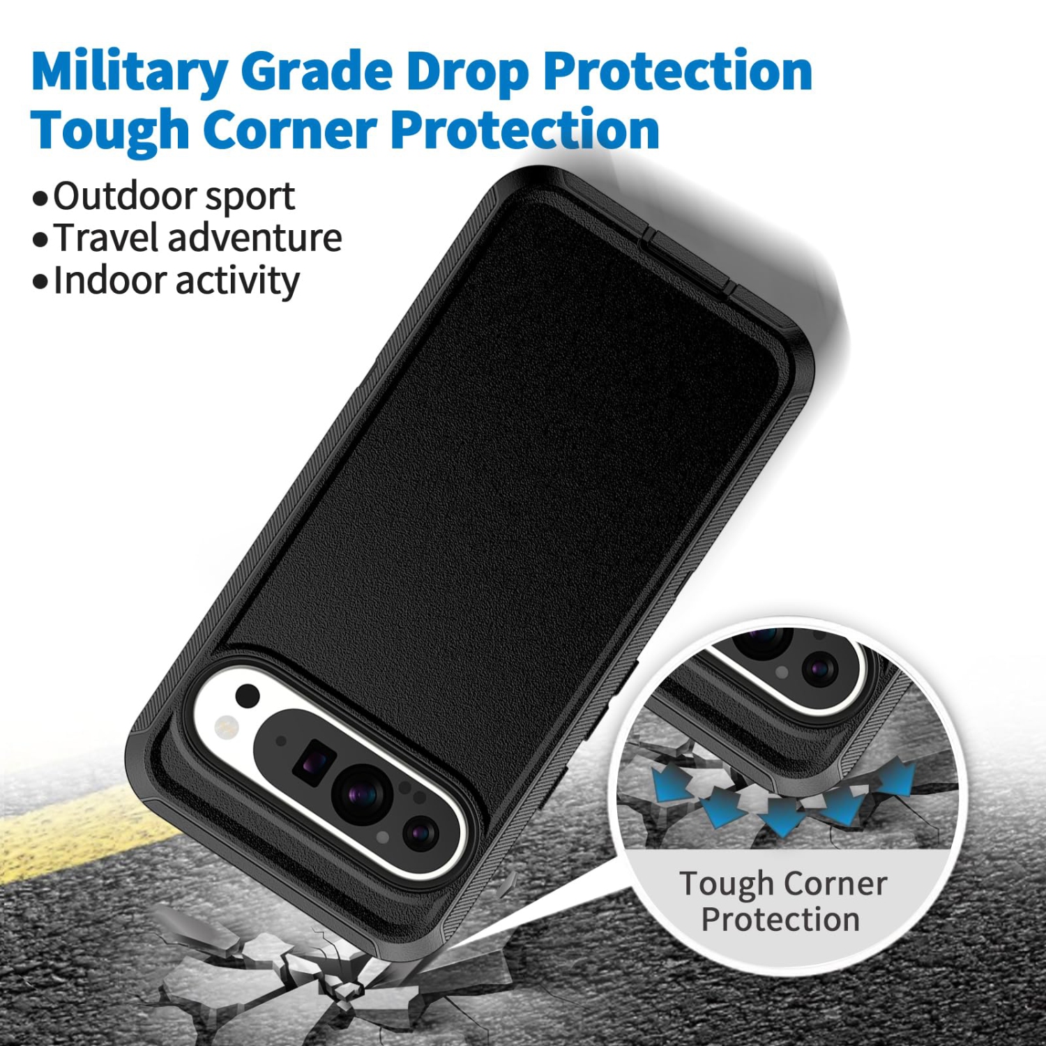 Case for Google Pixel 10 Pro XL 5G, Heavy Duty Shockproof Dustproof 3 in 1 Rugged Protective Bumper Phone Cover for Pixel 10 Pro XL 5G