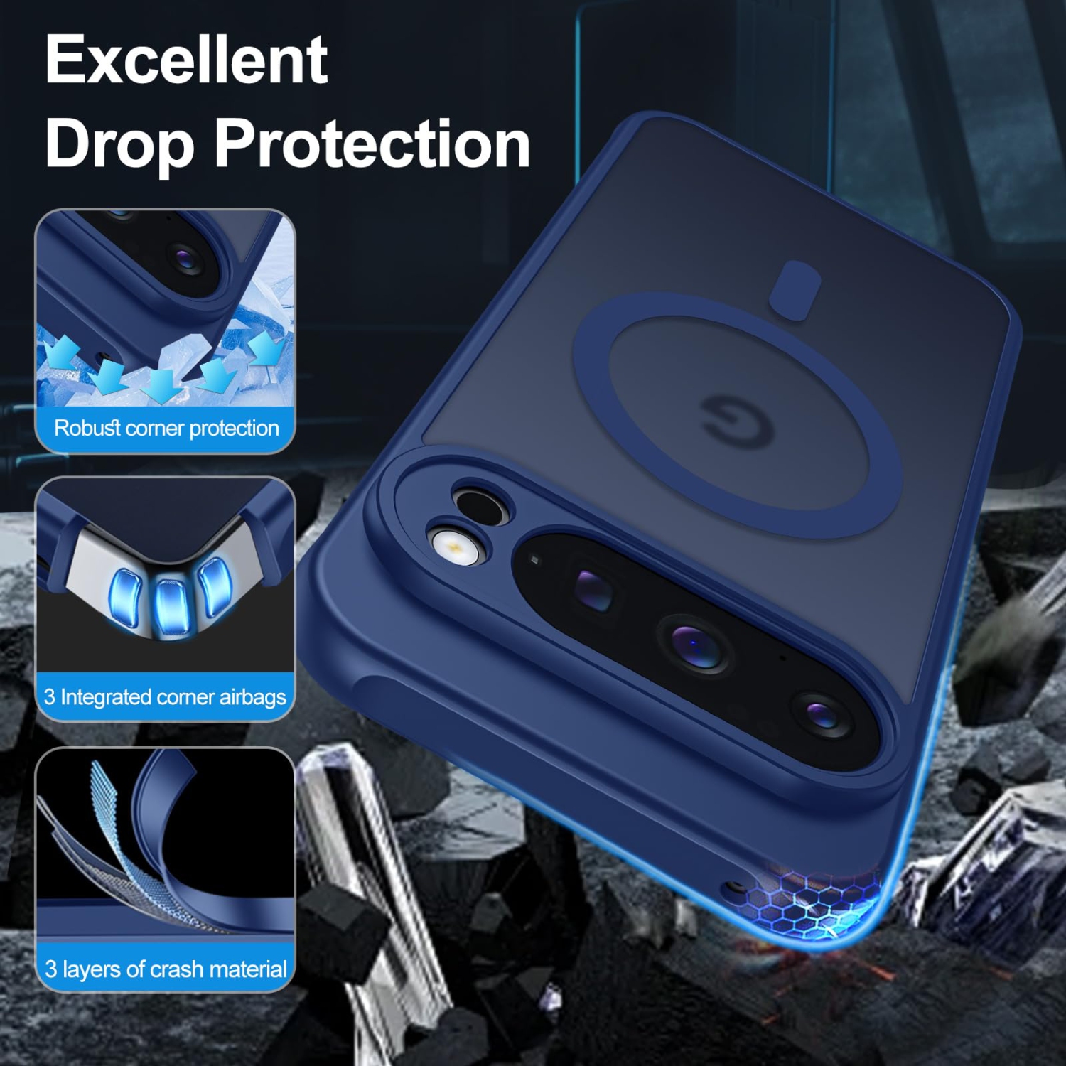 Étui mat pour Pixel 10 Pro XL de Google avec protecteur d'écran, compatible avec MagSafe, dragonne antichoc Protection militaire contre les chutes,