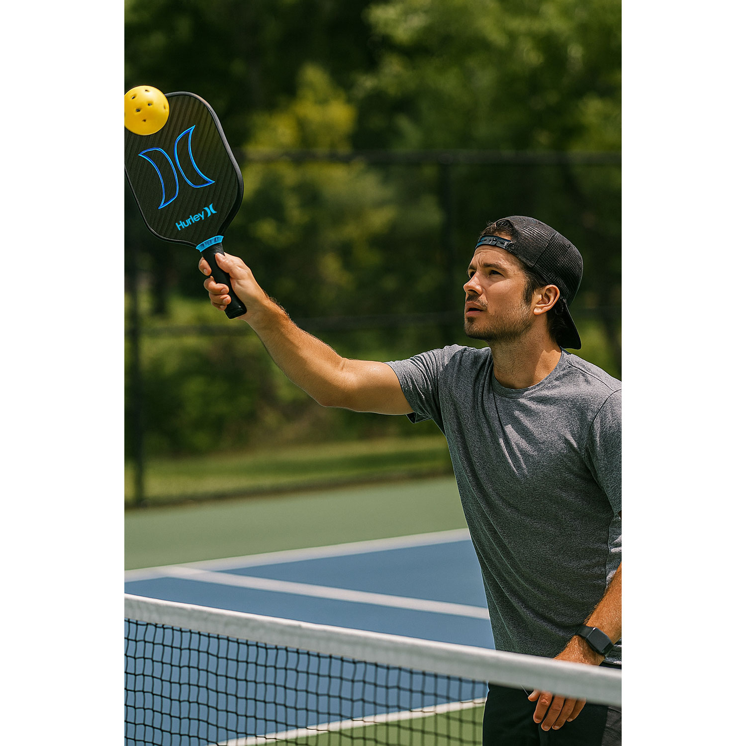 Sac et raquette de pickleball en fibre de verre de Hurley - Noir/Bleu