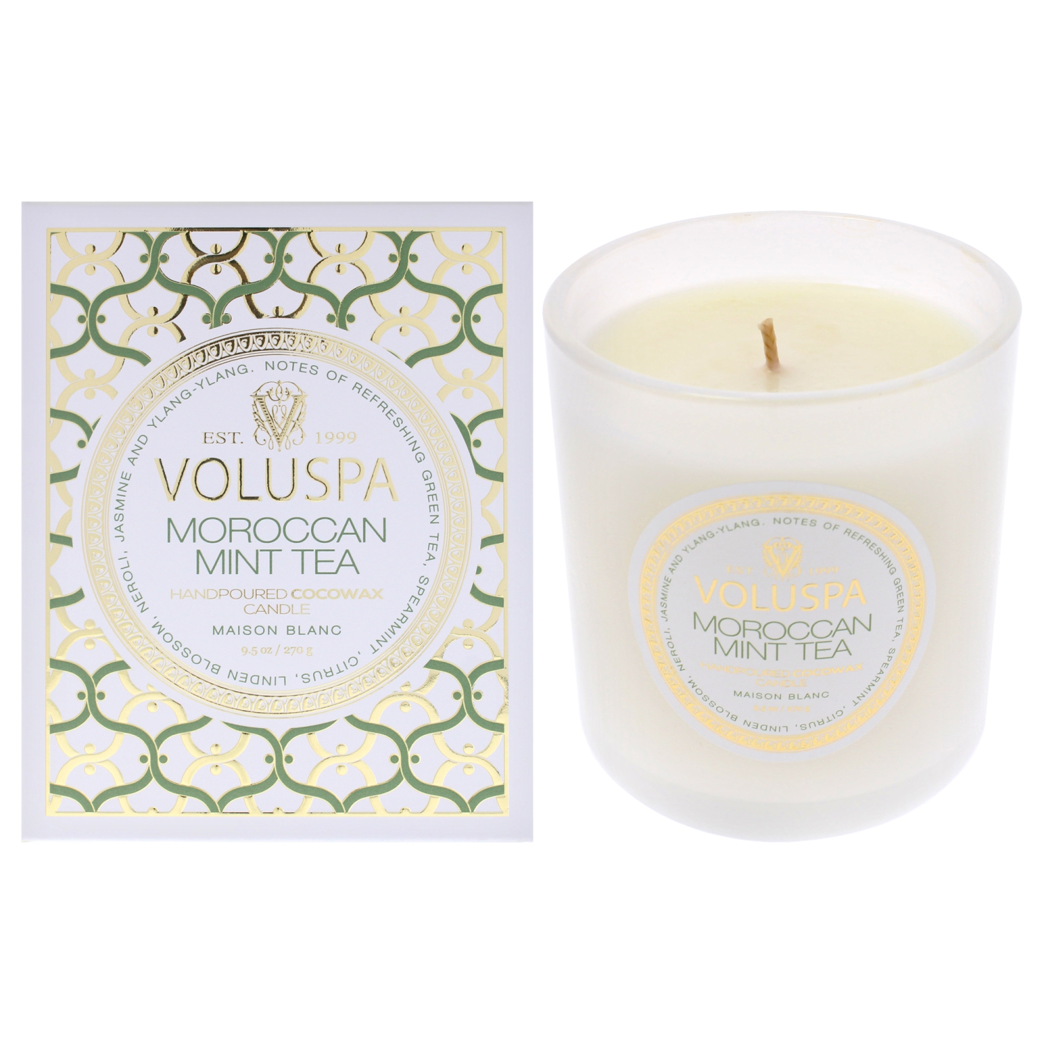 Maison Blanc Collection - Thé à la menthe marocain par Voluspa pour unisexe - Bougie 9,5&nbsp;oz