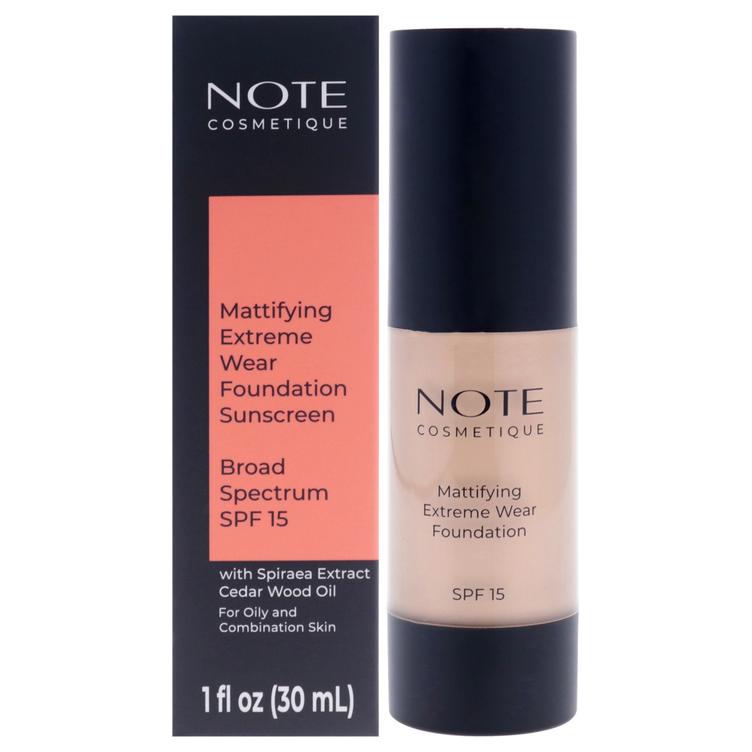 Mattifying Extreme Wear Foundation SPF 15 - 100 Cashmere Beige by Note Cosmetique for Women - 1 oz Foundation