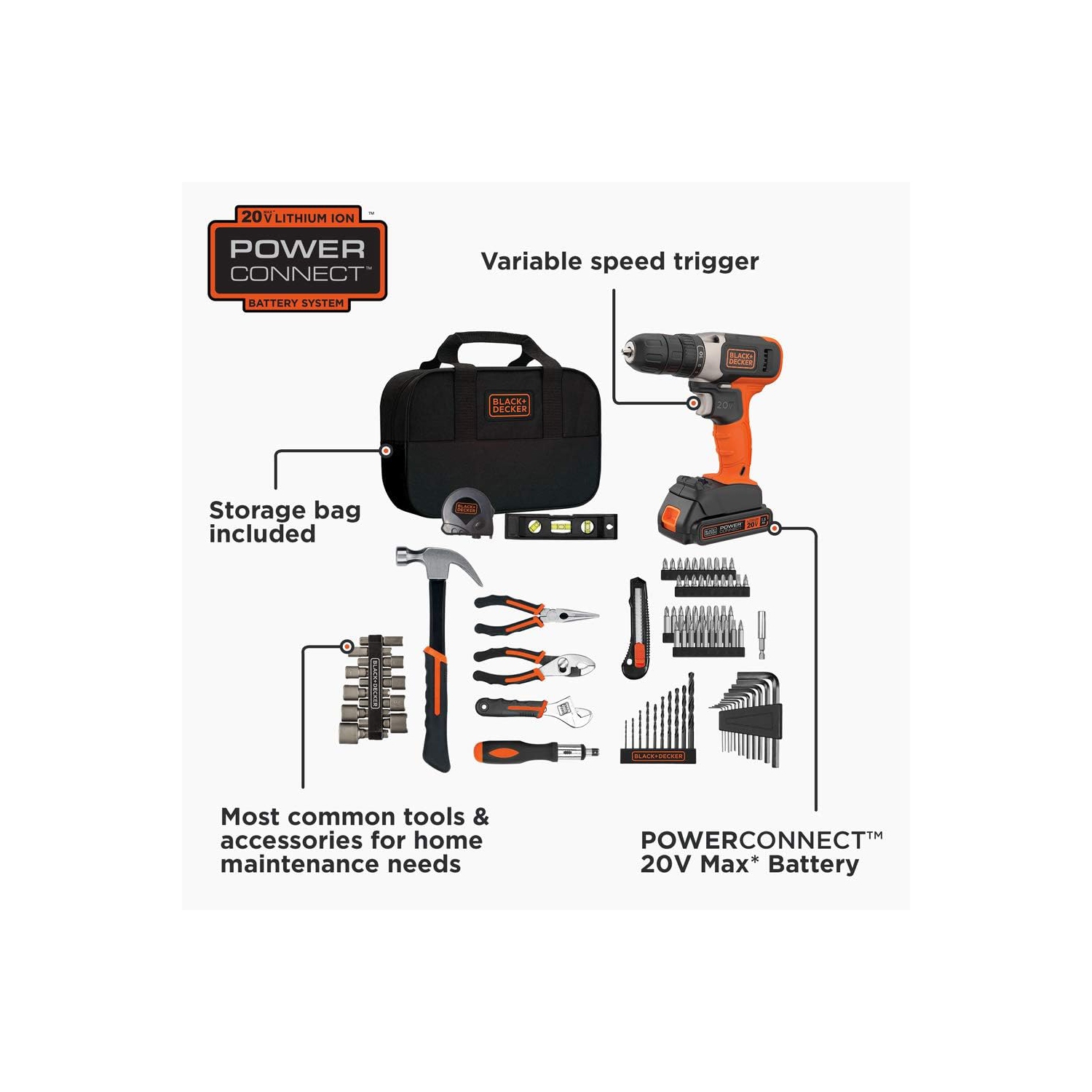 Beyond by BLACK+DECKER Home Tool Kit with 20V MAX Drill/Driver, 83-Piece
