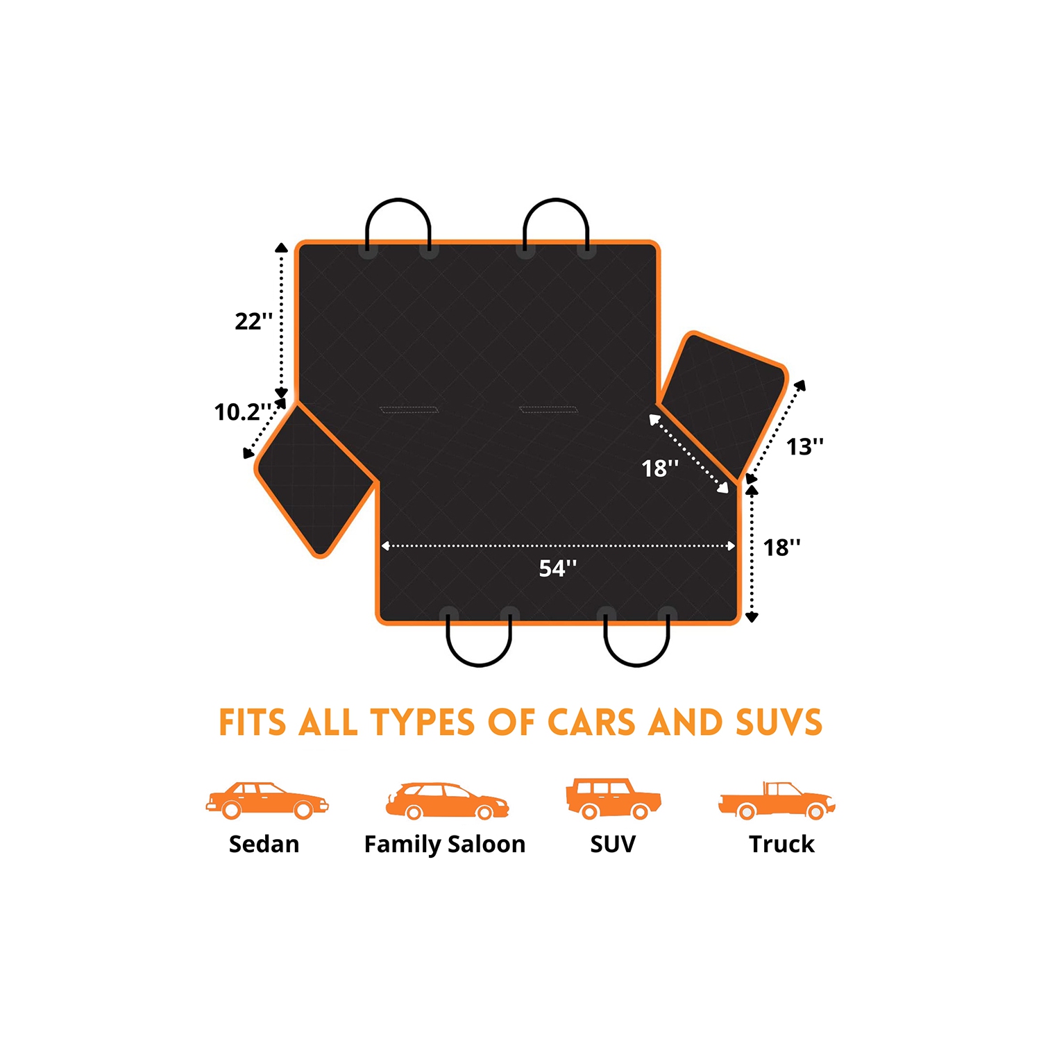 Dog Car Seat Cover for Cars, Trucks & SUVs – Waterproof & Scratch-Proof Hammock Protector w/ Side Flaps & Seat Belt Openings – Non-Slip, Machine