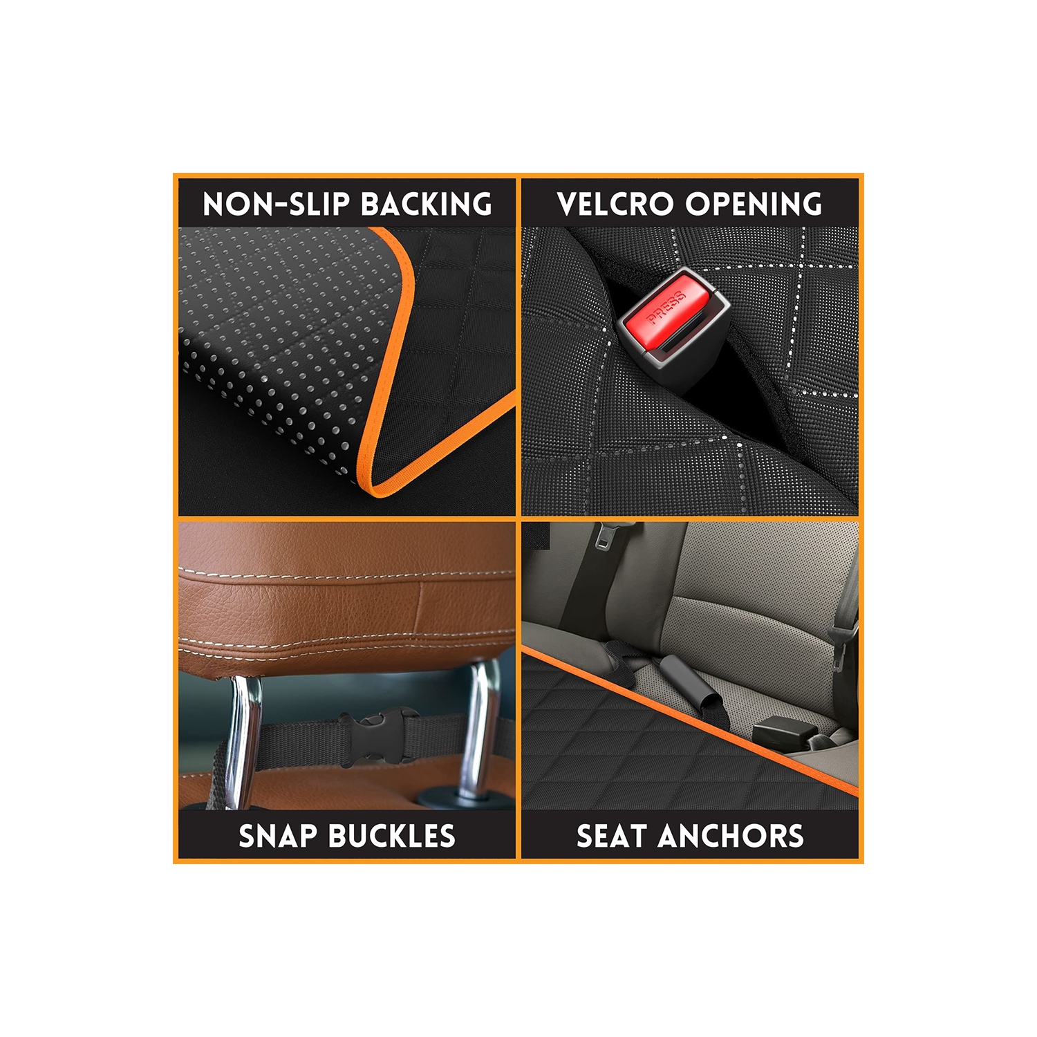 Dog Car Seat Cover for Cars, Trucks & SUVs – Waterproof & Scratch-Proof Hammock Protector w/ Side Flaps & Seat Belt Openings – Non-Slip, Machine