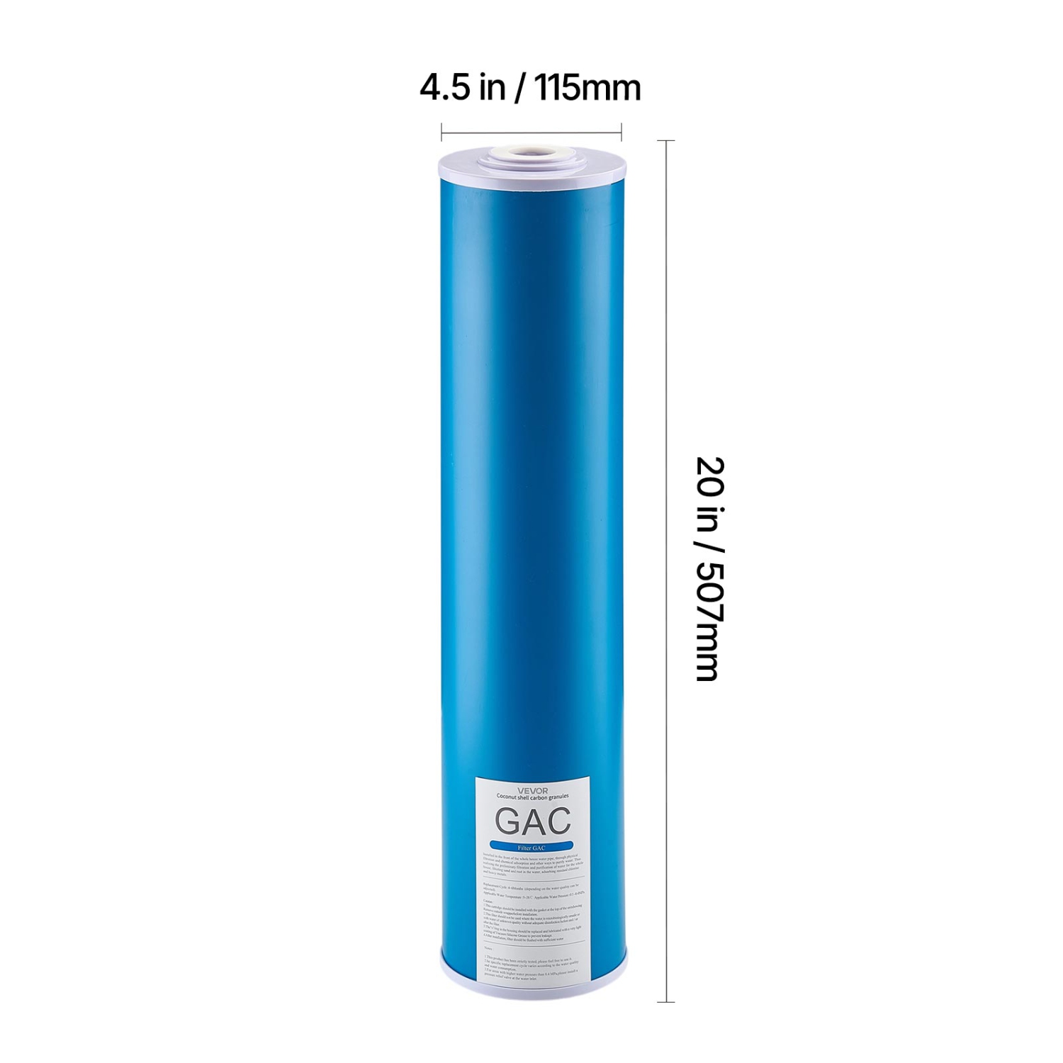 VEVOR 4.5" x 20" Whole House Water Filter Replacement Cartridge, GAC Activated Carbon, Replacement Filter for Whole Home Water Filtration System,