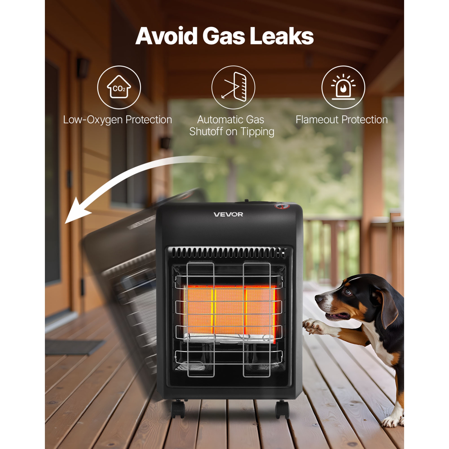 VEVOR 6000 to 18000 BTU Propane Heater, Propane Cabinet Heater with 3 Modes Temp Settings & Tip-over Protection, Garage Radiator Heat up to 450