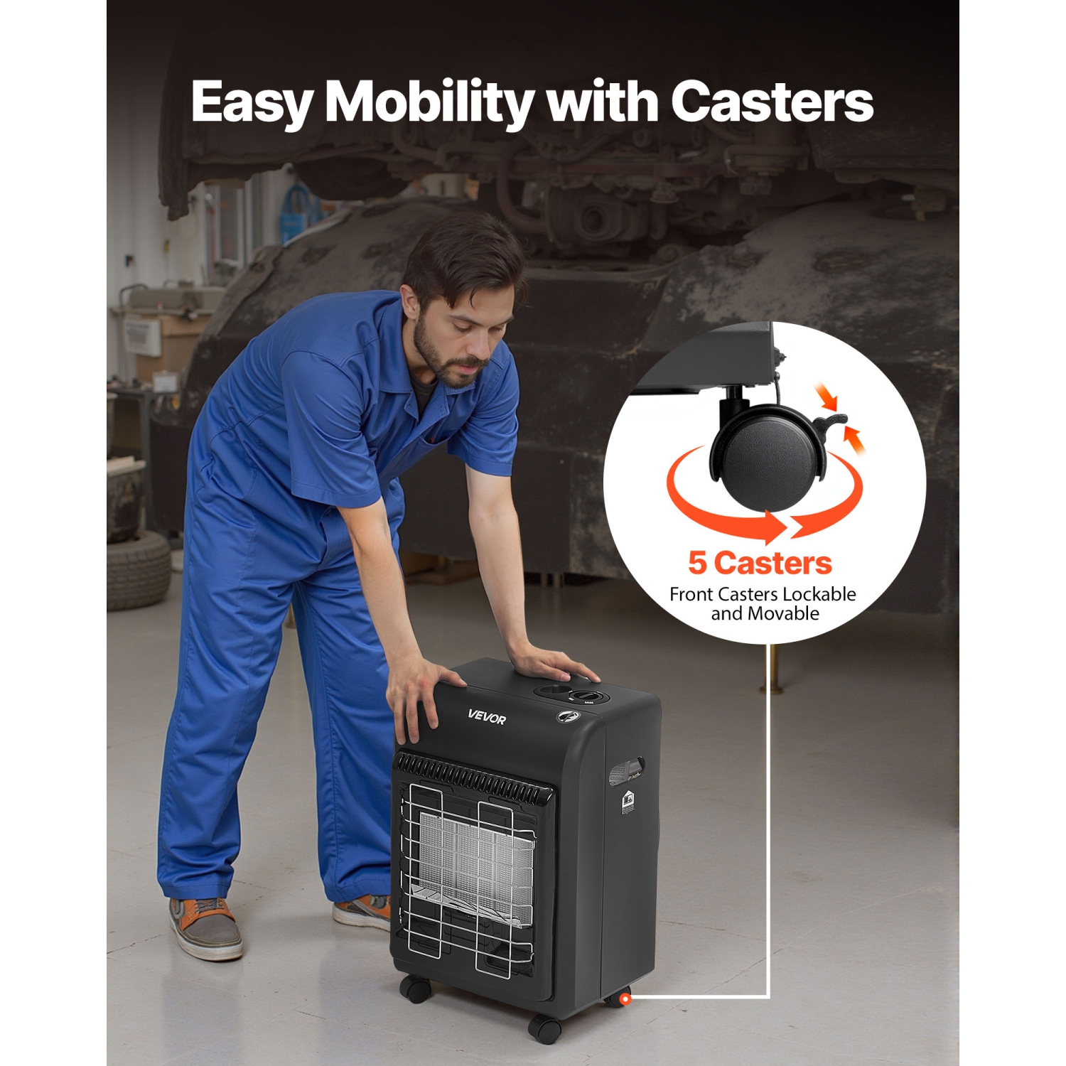 VEVOR 6000 to 18000 BTU Propane Heater, Propane Cabinet Heater with 3 Modes Temp Settings & Tip-over Protection, Garage Radiator Heat up to 450