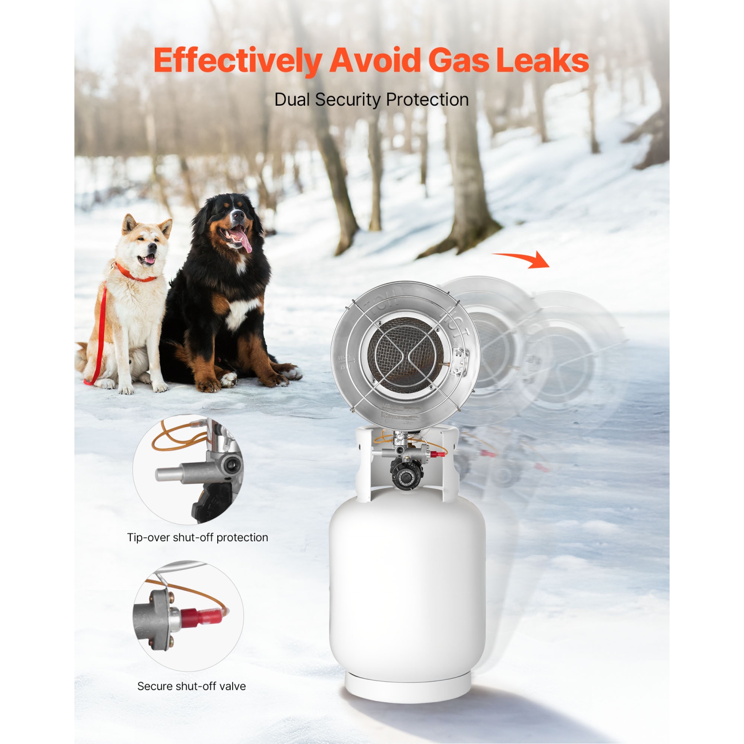 VEVOR 15000 BTU Propane Tank Top Heater,Rapid Heating 180-Degree Infrared Radiant Tank Top Gas Heater, Stepless Temperature Adjustment for Ice