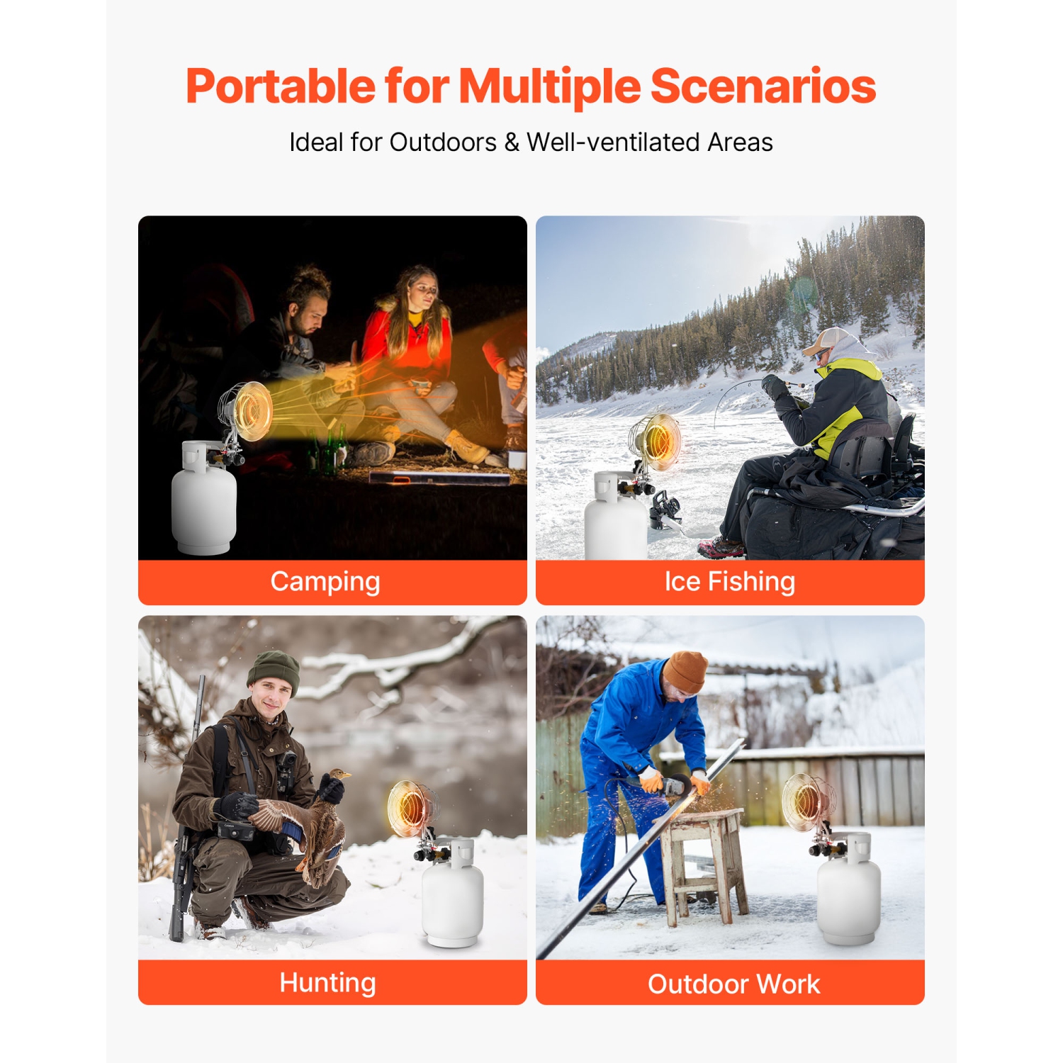 VEVOR 15000 BTU Propane Tank Top Heater,Rapid Heating 180-Degree Infrared Radiant Tank Top Gas Heater, Stepless Temperature Adjustment for Ice