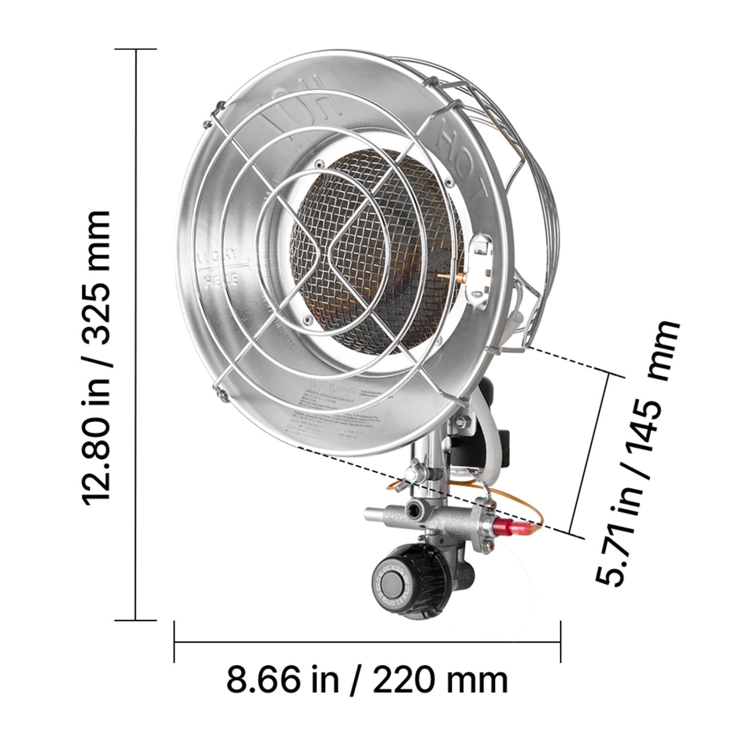 VEVOR 15000 BTU Propane Tank Top Heater,Rapid Heating 180-Degree Infrared Radiant Tank Top Gas Heater, Stepless Temperature Adjustment for Ice