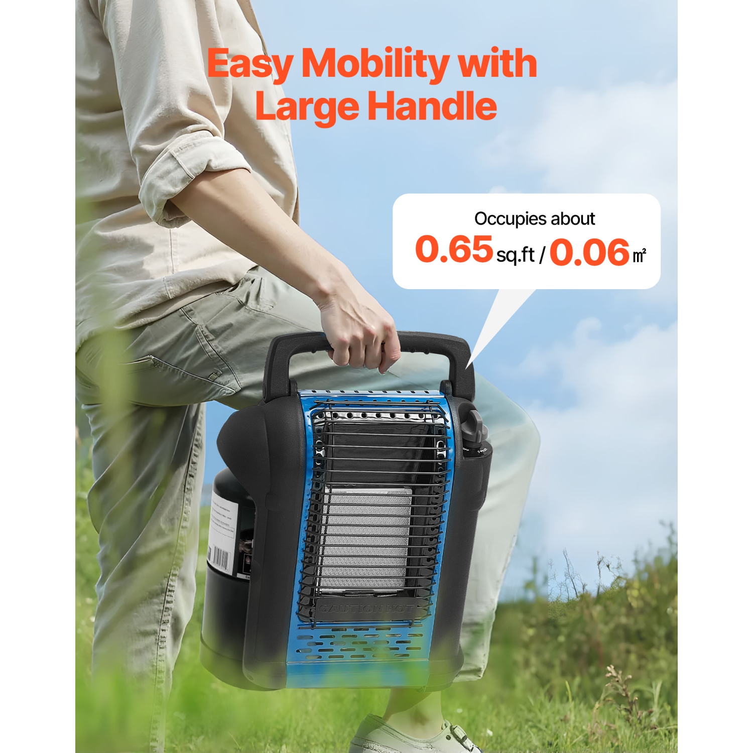 VEVOR 9000BTU Portable Propane Heater, Forced Radiant Space Heater with Stepless Temp Settings & Tip-over Protection, Portable Garage/Shop for