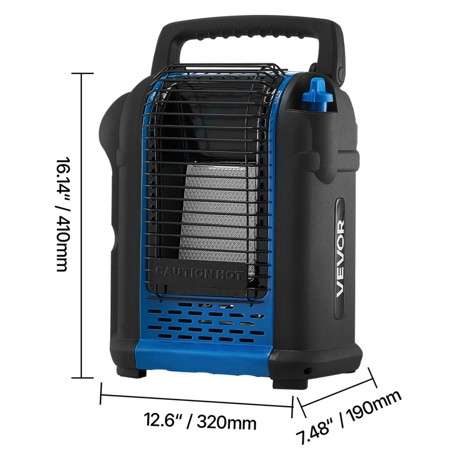 VEVOR 9000BTU Portable Propane Heater, Forced Radiant Space Heater with Stepless Temp Settings & Tip-over Protection, Portable Garage/Shop for