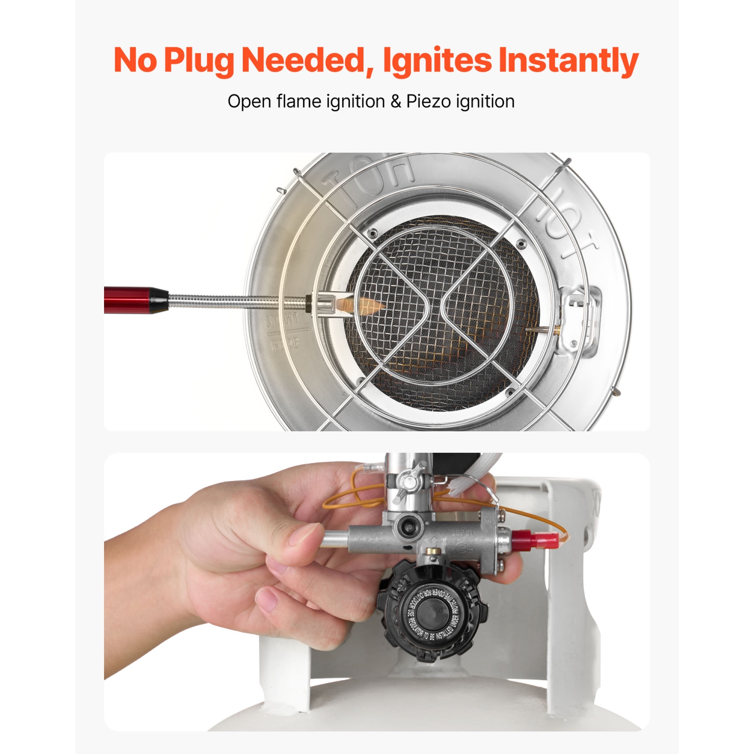 VEVOR 15000 BTU Propane Tank Top Heater with Portable Trolley, Rapid Heating 180-Degree Infrared Radiant Tank Top Gas Heater for 20-40lb Propane